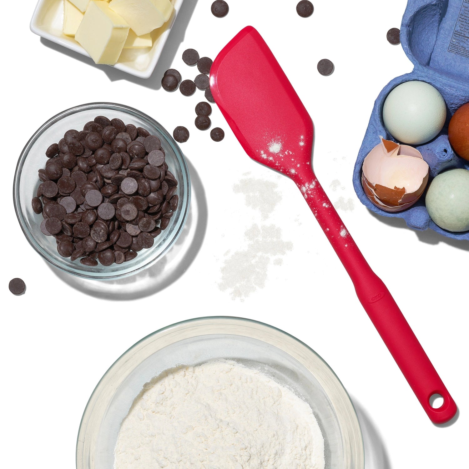 Grosser Good Grips JAM Silikonspatel von OXO, 33 cm, ideal zum Kochen und Backen, hitzebeständig und flexibel für müheloses Rühren und Servieren.