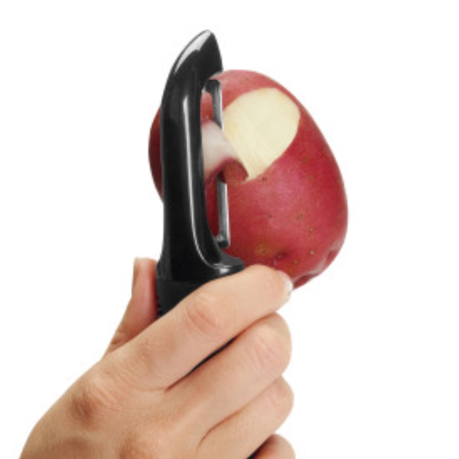 Effizienter OXO Drehschäler mit ergonomischem Design, ideal für müheloses Schälen von Obst und Gemüse in jeder Küche.