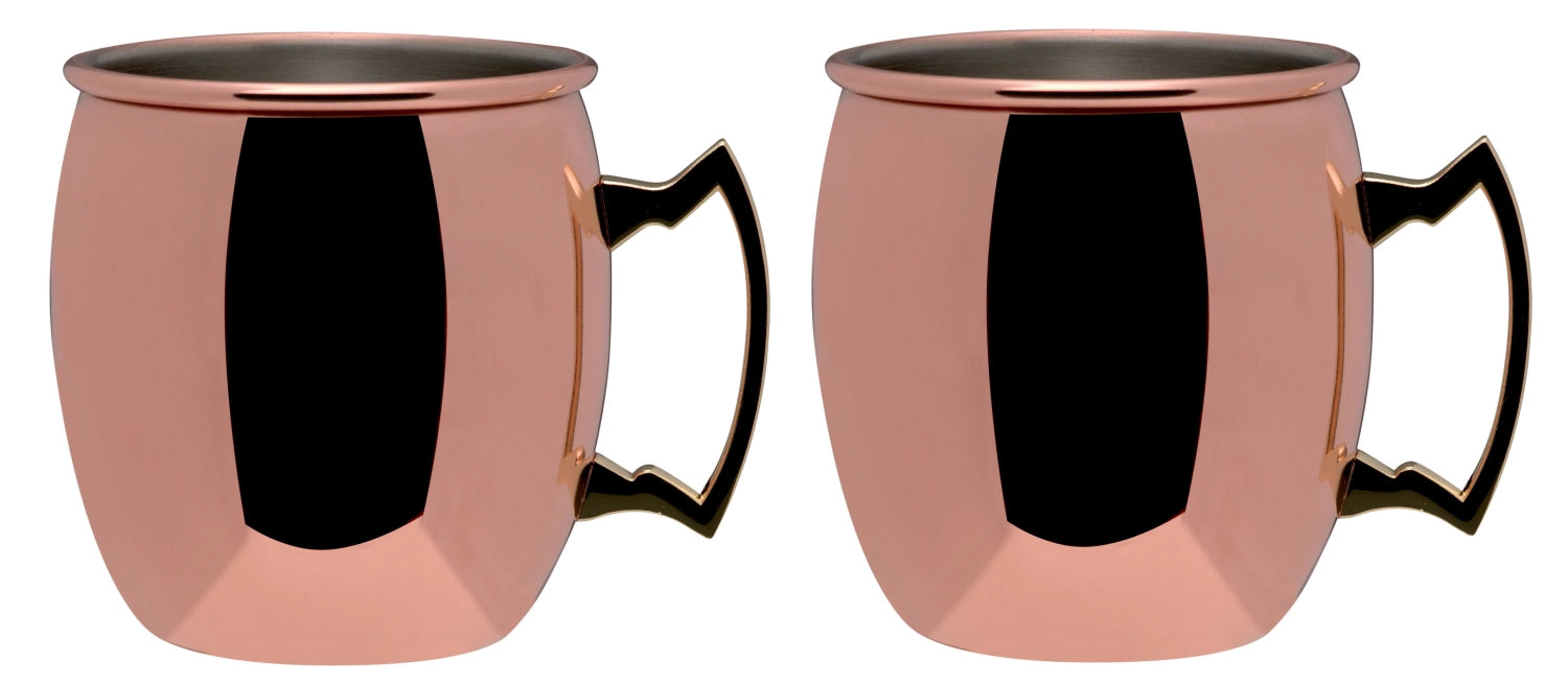 Stilvolles 2er Set Moscow Mule Tassen von Piazza, perfekt für Cocktails, aus hochwertigem Edelstahl, ideal für gesellige Abende.