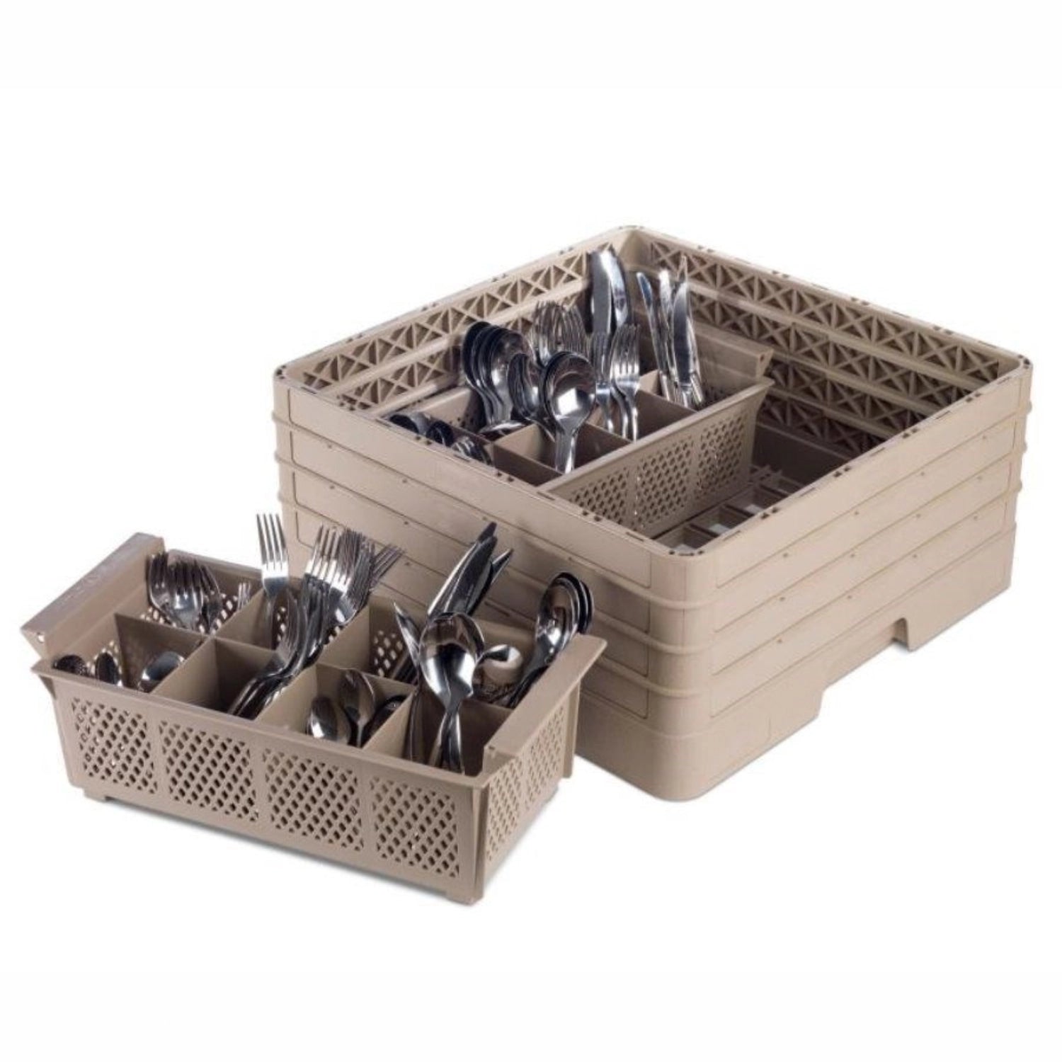 Robuster Besteckkorb von Vollrath, 50x50x2.6cm, perfekt für die ordentliche und kompakte Lagerung von Besteck in Gastronomie und Haushalt.