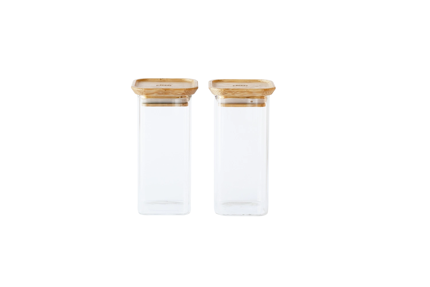 Elegantes 2er Set Pebbly Vorratsglas mit Bambusdeckel, ideal zur Aufbewahrung von Lebensmitteln und Gewürzen, stilvoll und funktional.