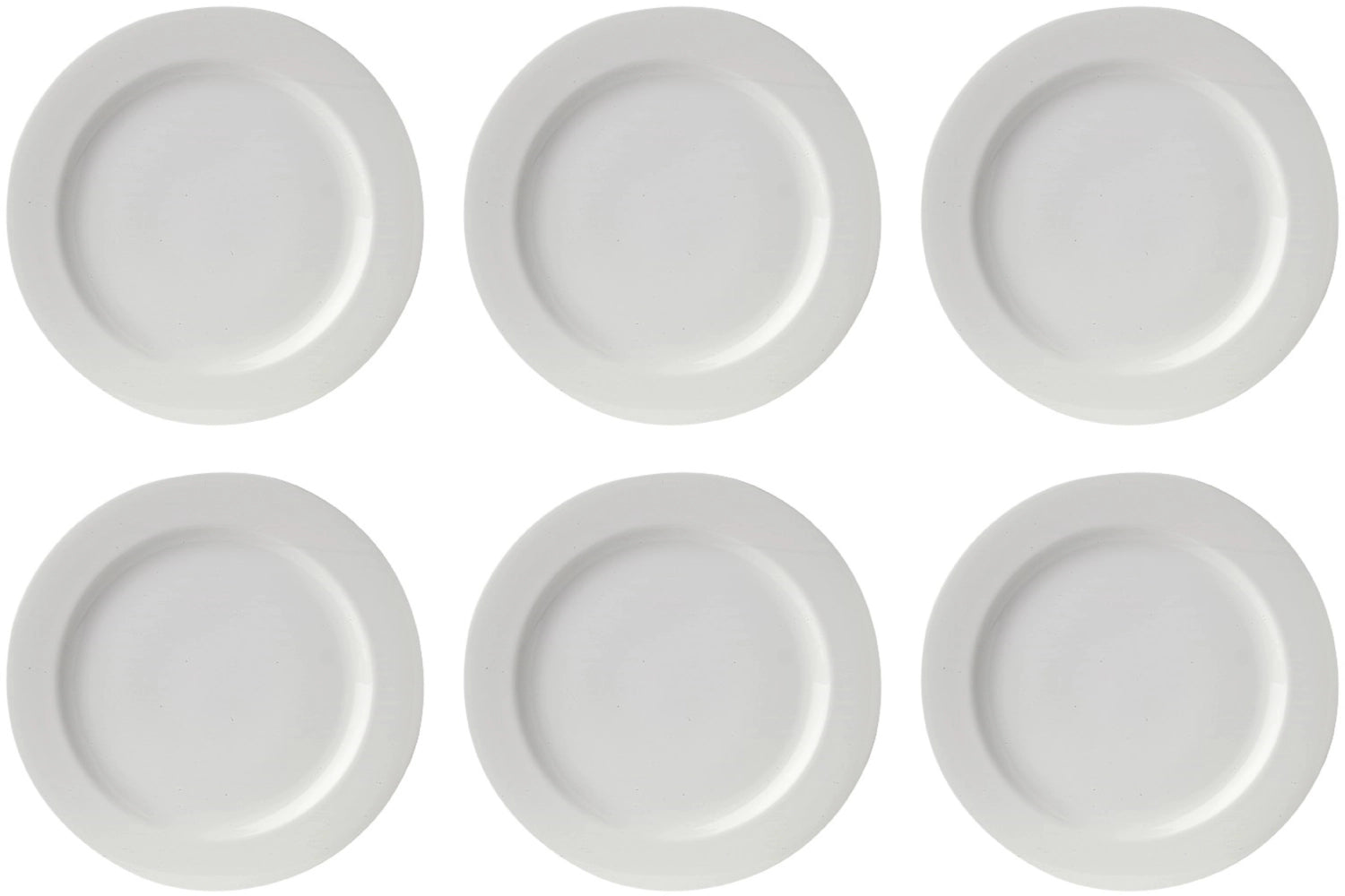Elegantes 6-teiliges Set flacher Teller Uni 09 von Royal Porcelain, 21 cm Durchmesser, perfekt für ansprechende Tischdekoration und vielseitige Serviermöglichkeiten.