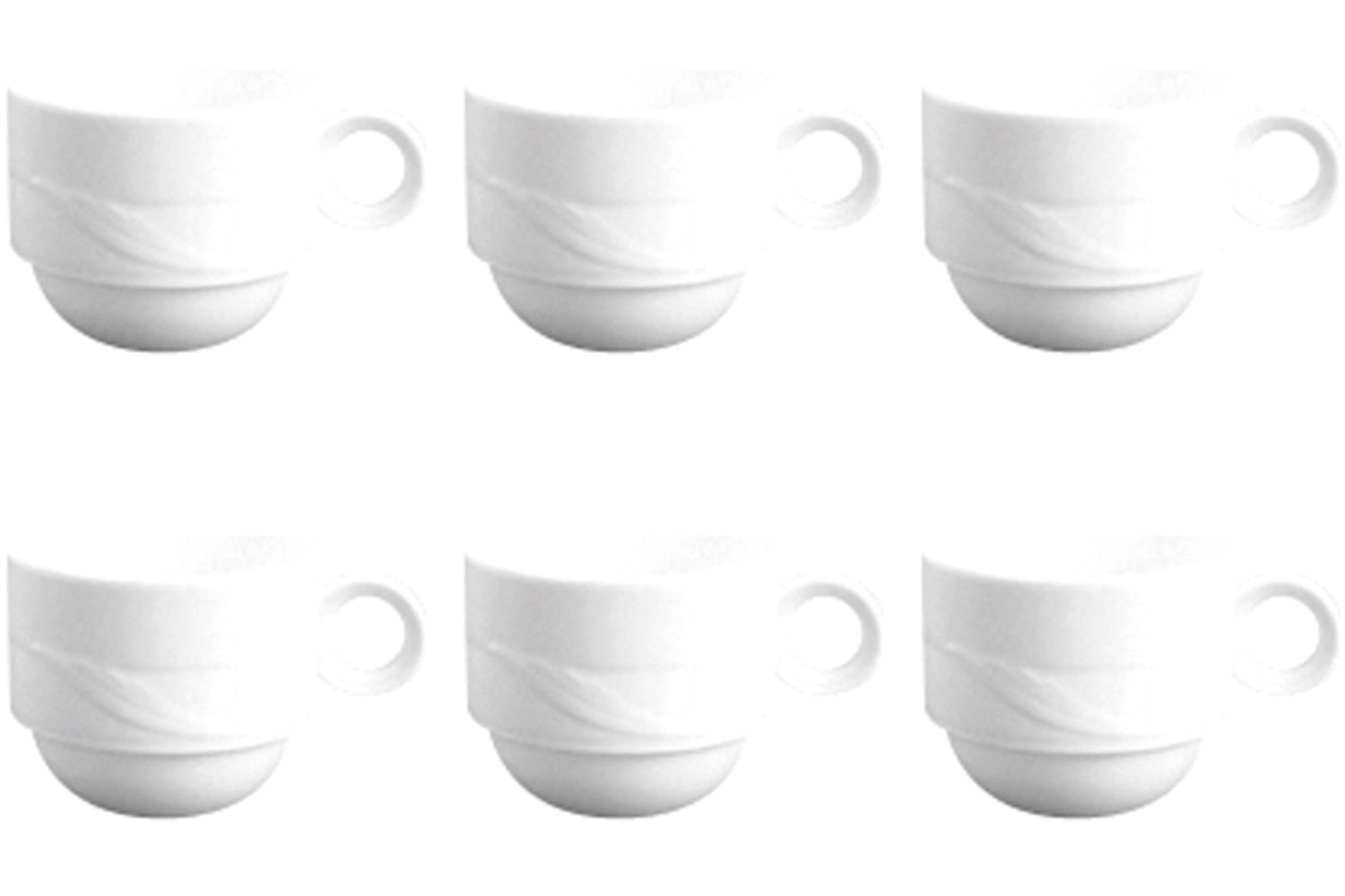 Elegantes 6er Set Maxa Dura 83 Kaffee Obertassen, stapelbar, 0.2l, ideal für Kaffee und Tee – zeitloses Design von Royal Porcelain.