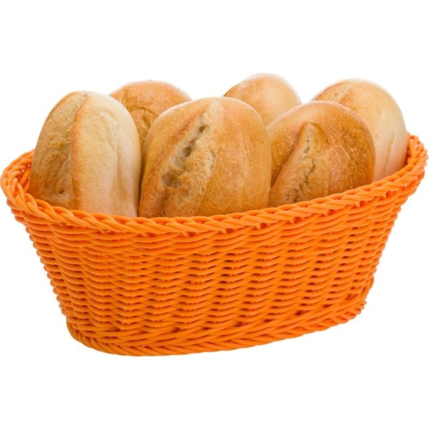 Ovaler Brotkorb in leuchtendem Orange von Westmark, ideal für Brot und Brötchen. Maße: 26x18,5x9 cm, bringt Farbe und Freude auf den Tisch.