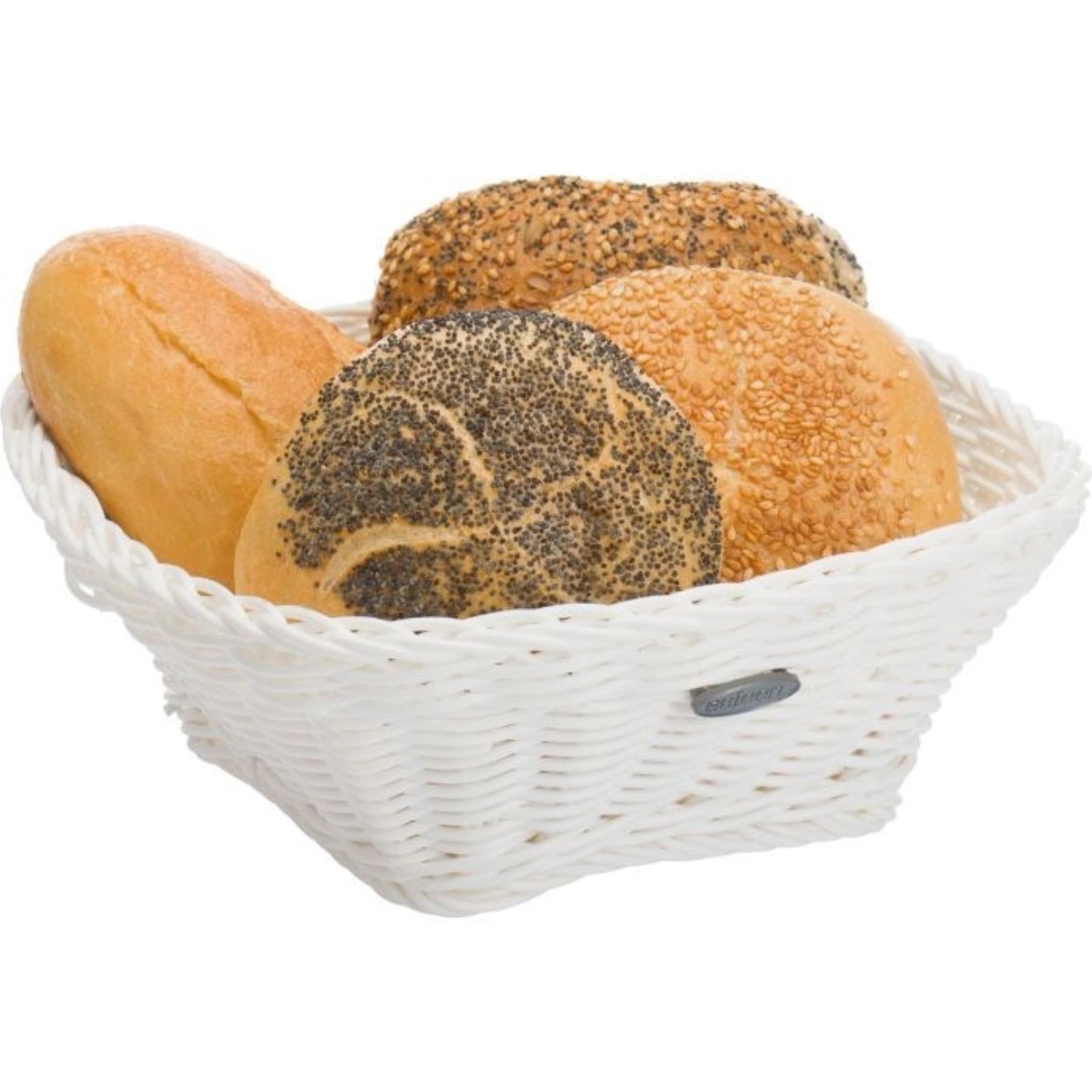 Eleganter quadratischer Brotkorb in Weiß von Westmark, Maße 19x19x7,5 cm, ideal für die stilvolle Aufbewahrung von Brot und kleinen Snacks.