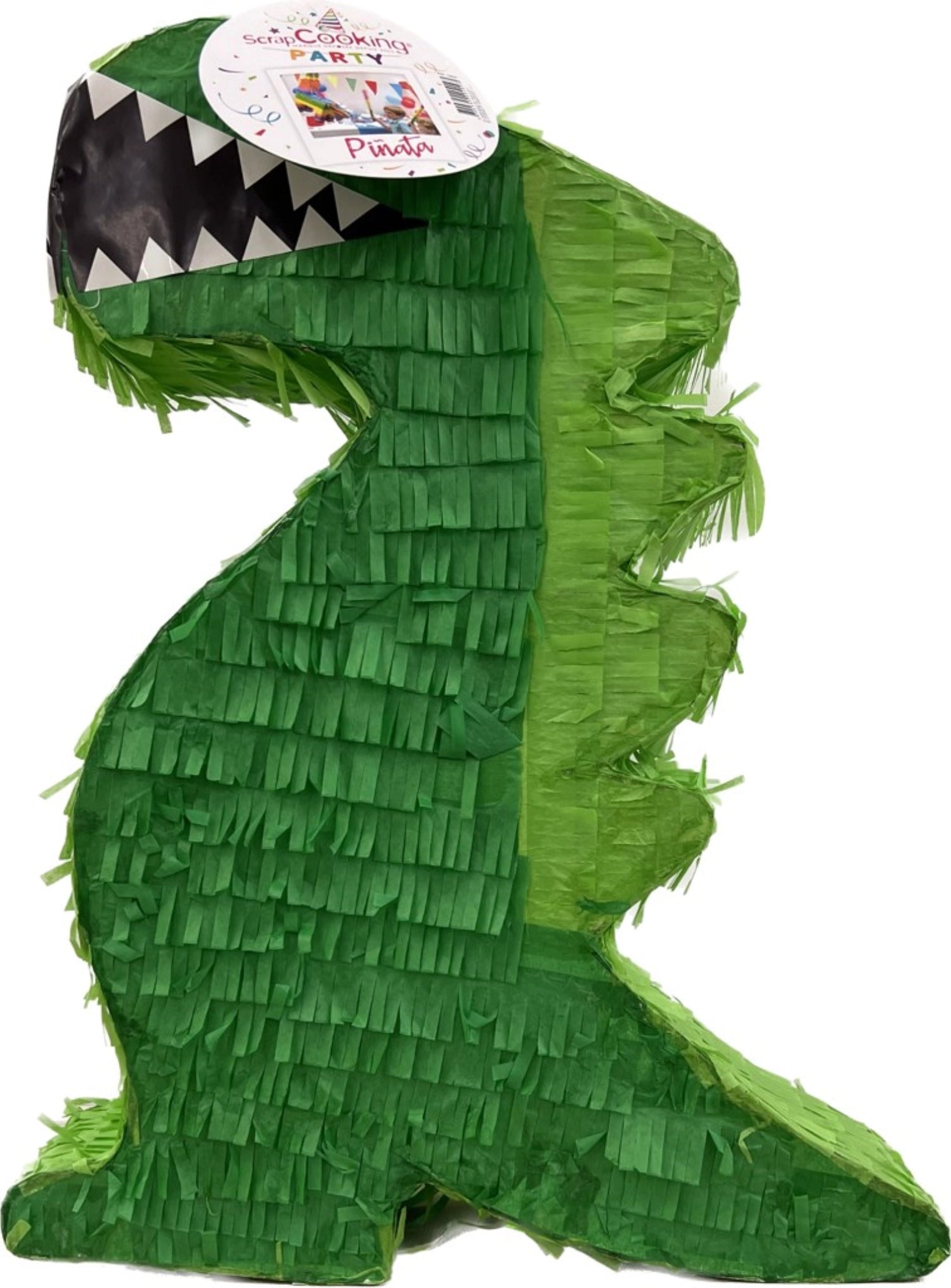 Verspielte Dino-Kerze von Scrap Cooking, ideal für Kinderfeste. Ein farbenfrohes Highlight, das jede Feier lebendig macht.