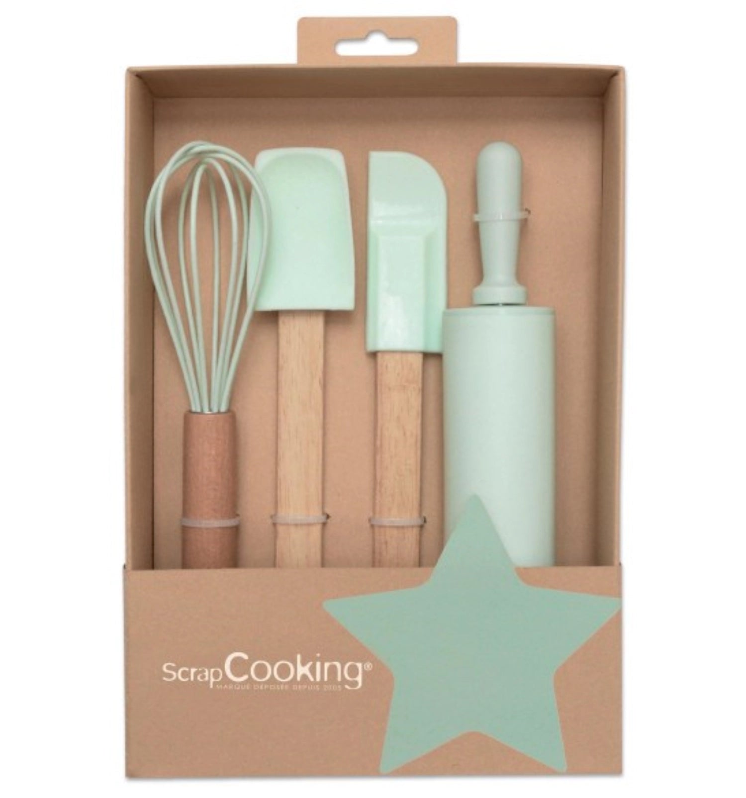 Buntes 4-teiliges Kinder-Backset von Scrap Cooking, perfekt für kleine Bäcker, um kreative Leckereien zu zaubern.
