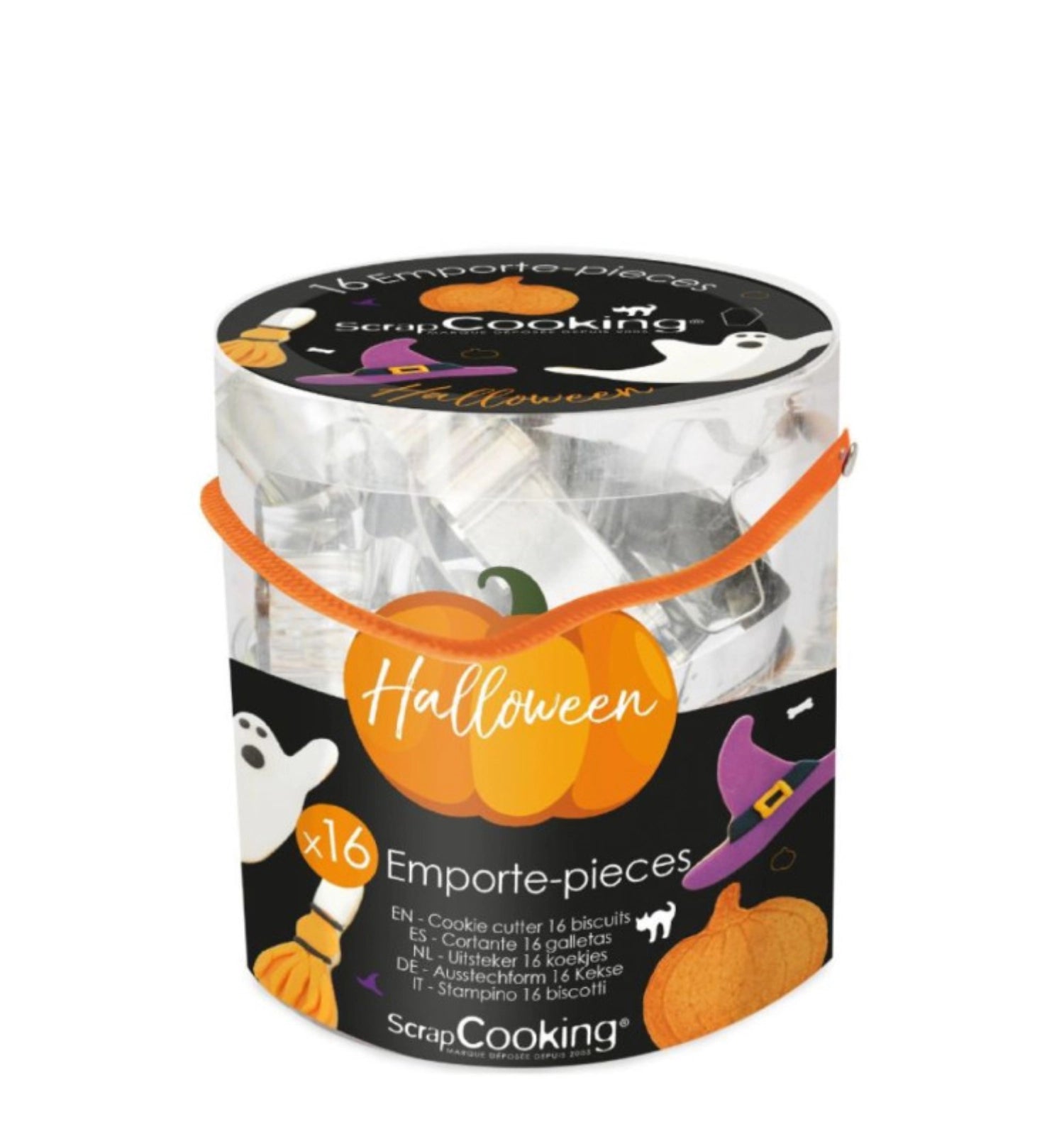 16-teiliges Ausstecher-Set für Halloween von Scrap Cooking, ideal zum Ausstechen von Plätzchen in gruseligen Formen für die Halloween-Feier.