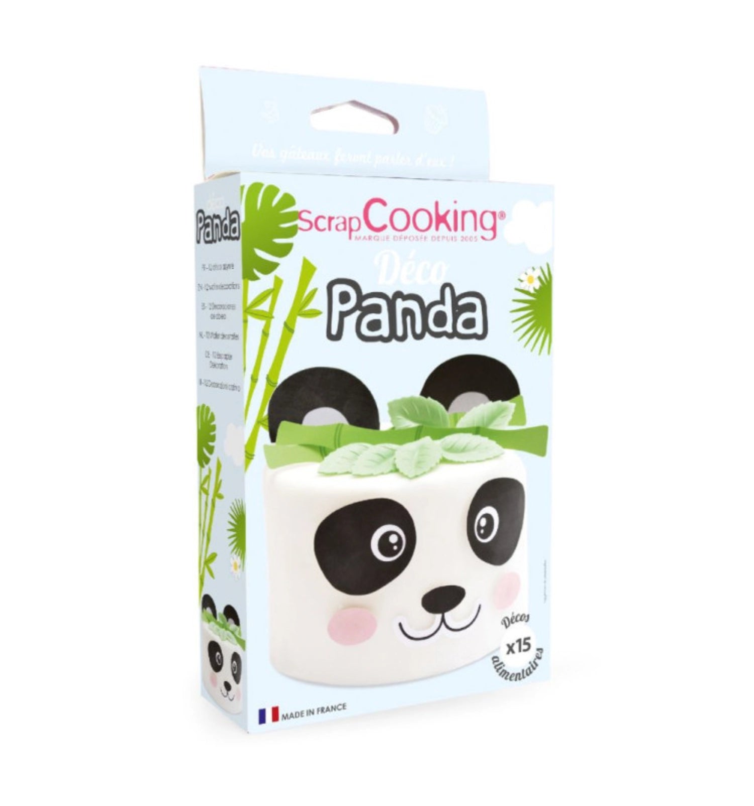 Niedliches 15-teiliges Oblaten-Set mit Panda-Motiven von Scrap Cooking, perfekt für das Verzieren von Kuchen und Desserts.