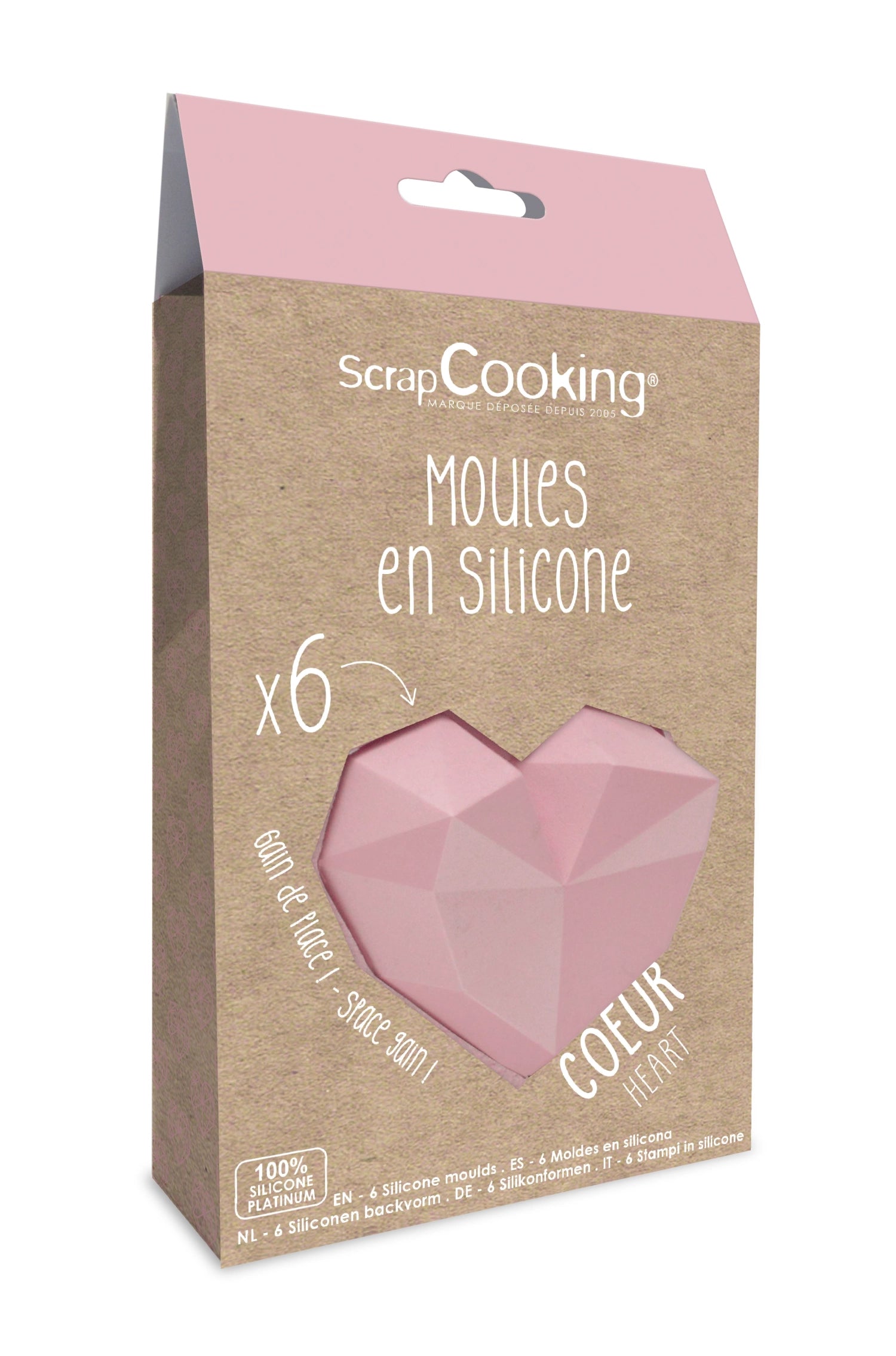 Sechsteiliges Silikonformen-Set in Herz-Diamant-Design, perfekt für kreative Backprojekte und festliche Leckereien.