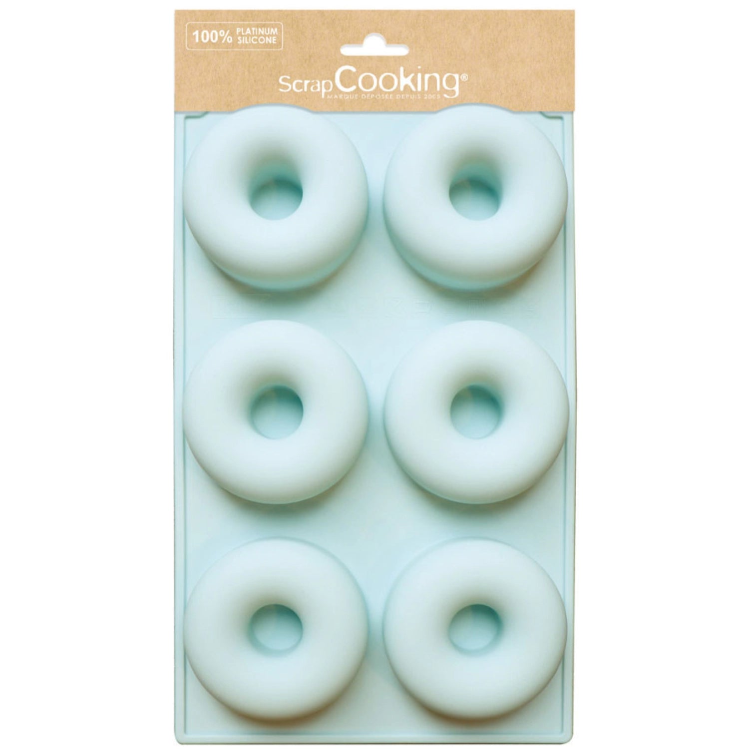 Bunte 6er Silikonbackform für Donuts von Scrap Cooking, ideal für kreative Backprojekte und einfache Reinigung, perfekt für süße Leckereien.