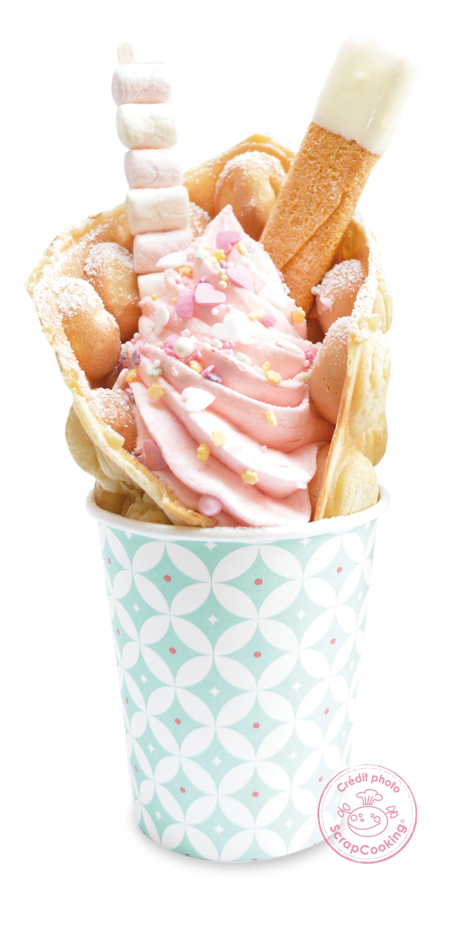 Die Bubble-Waffles Factory von Scrap Cooking ermöglicht die Zubereitung von leckeren, knusprigen Waffeln in kreativen Formen für jeden Anlass.