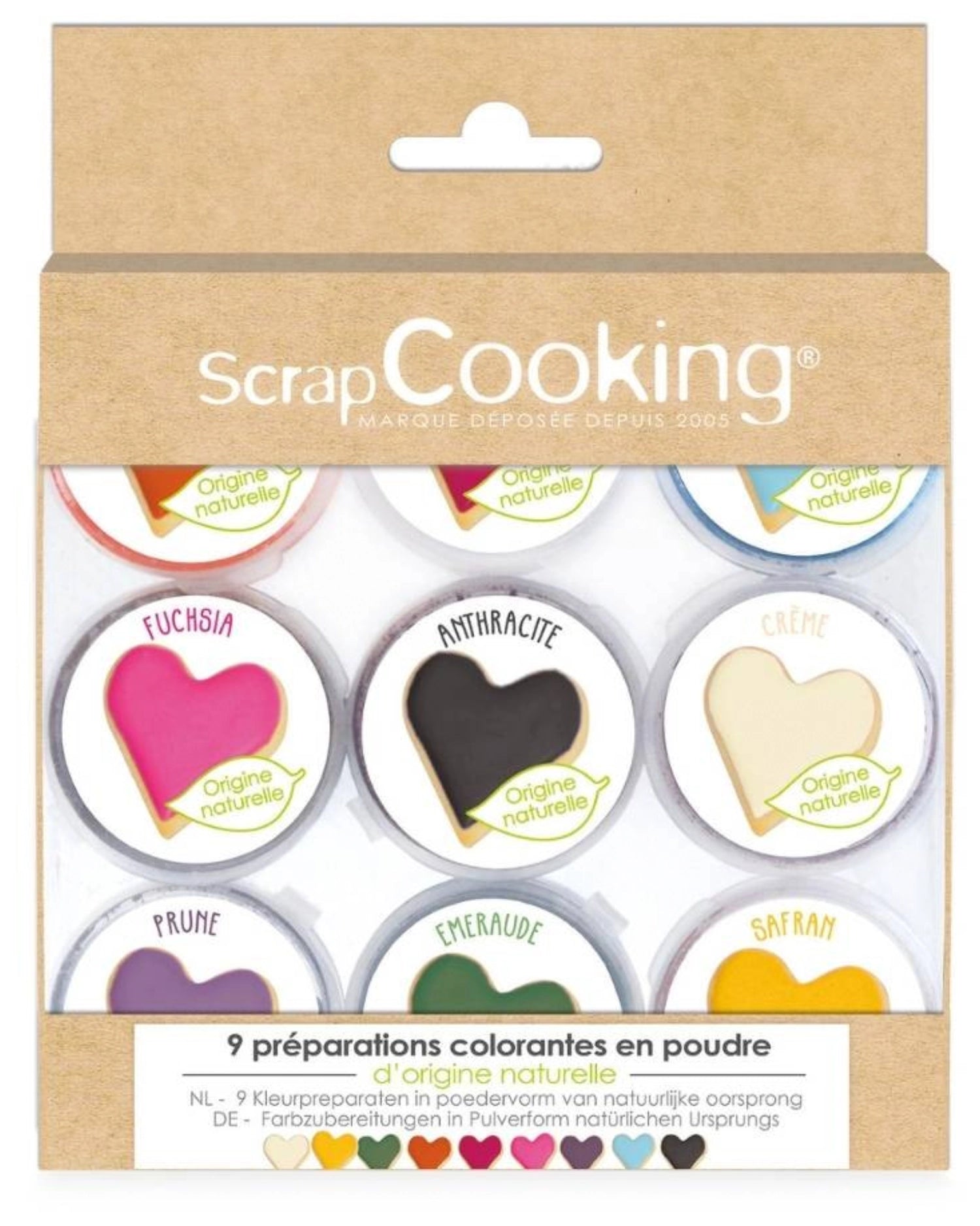 Vielseitiges 9er Set natürlicher Lebensmittelfarben von Scrap Cooking, perfekt zum Färben von Speisen und für kreative Backprojekte.