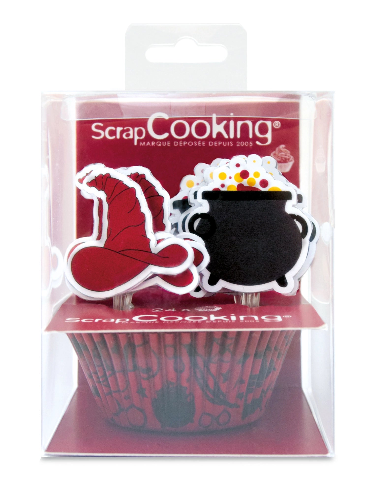 Buntes Set mit 24 Muffinförmchen und zauberhaften Cake Toppers, ideal für fantasievolle Backprojekte und Kinderfeiern von Scrap Cooking.