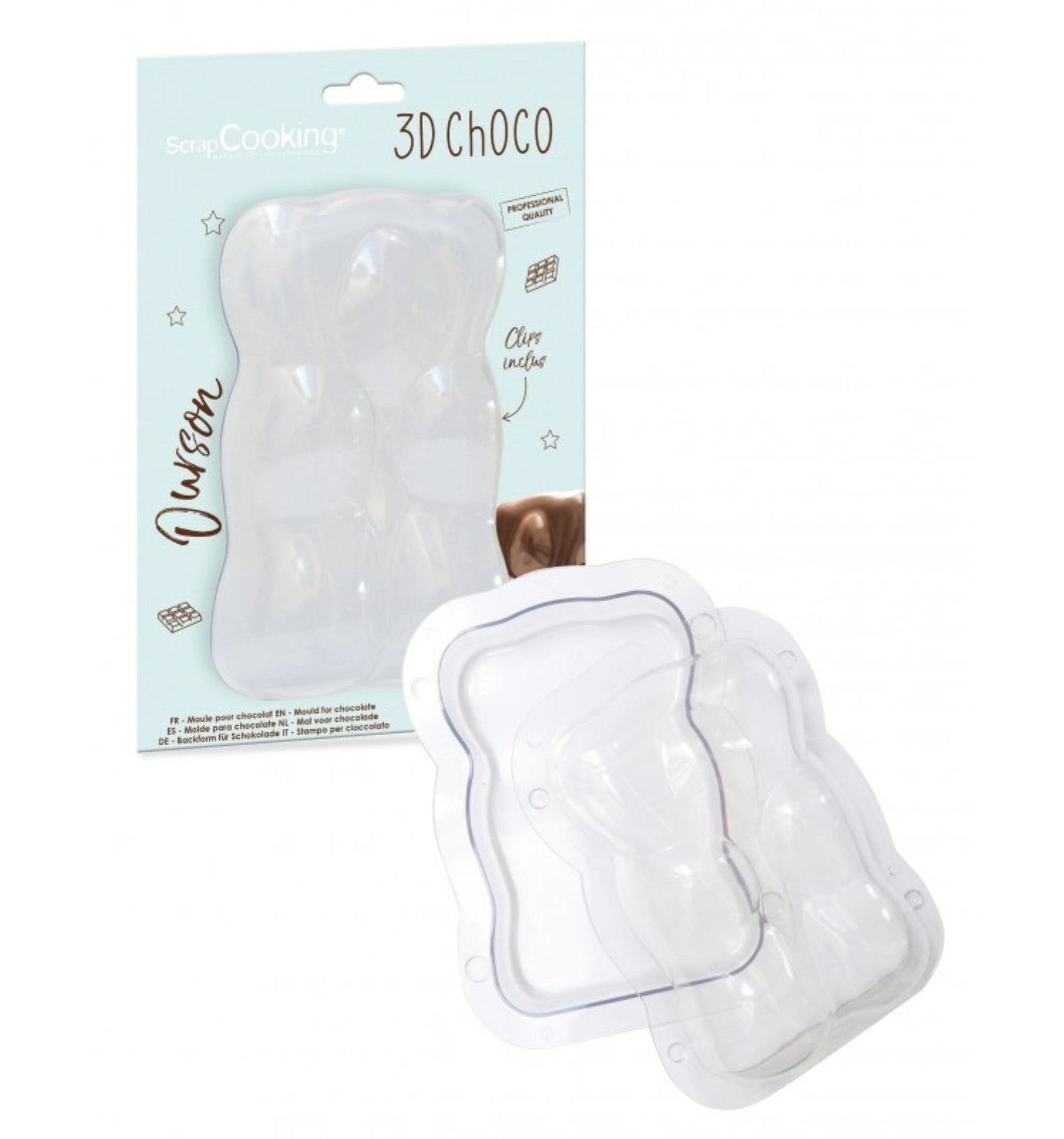 3D Schokoladenform in Bären-Design von Scrap Cooking, ideal für kreative Backprojekte und süße Überraschungen. Perfekt für Schokoladenliebhaber!