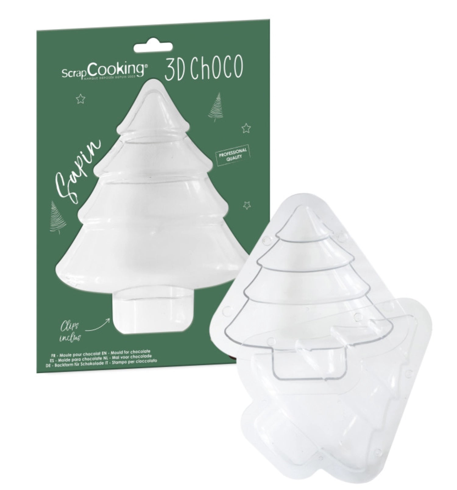 Originelle 3D Schokoladenform eines Weihnachtsbaums von Scrap Cooking, perfekt für festliche Backprojekte und süße Überraschungen.