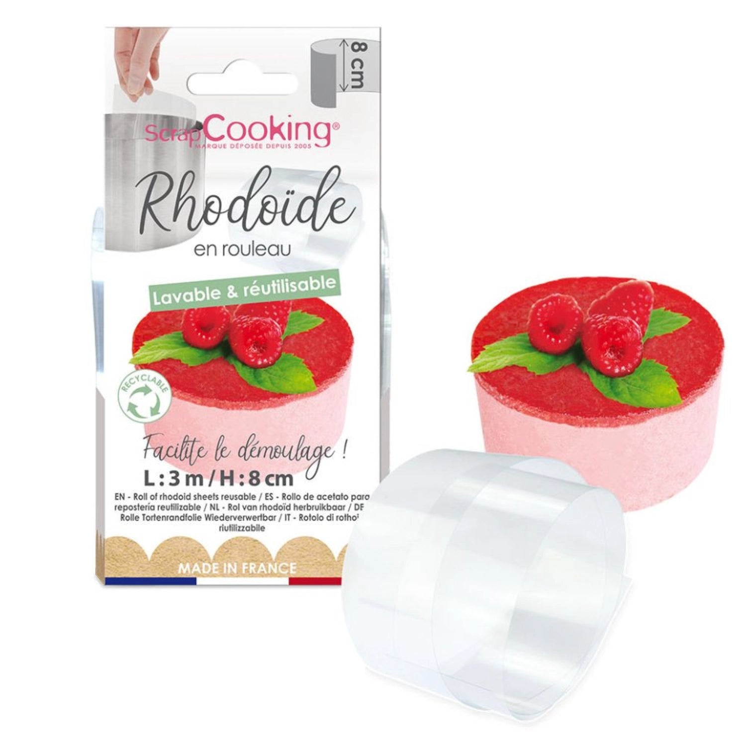Praktisches, wiederverwendbares Küchenband von Scrap Cooking, 8 cm hoch und 3 m lang, perfekt für vielseitige Anwendungen in der Küche.