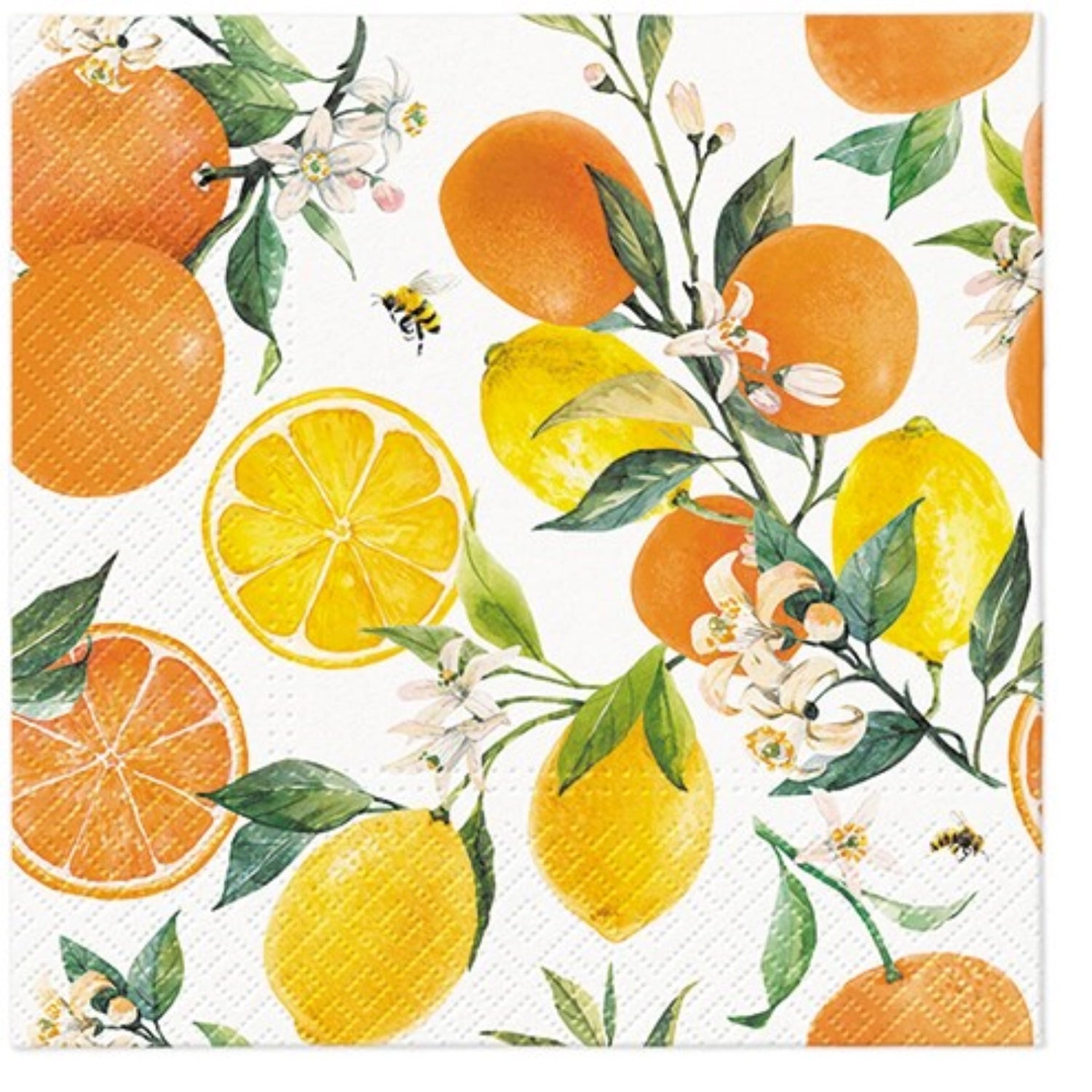 Servietten Lunch 20x Citrus with bees, 33x33 cm in Mehrfarbig präsentiert im Onlineshop von KAQTU Design AG. Servietten ist von PAW