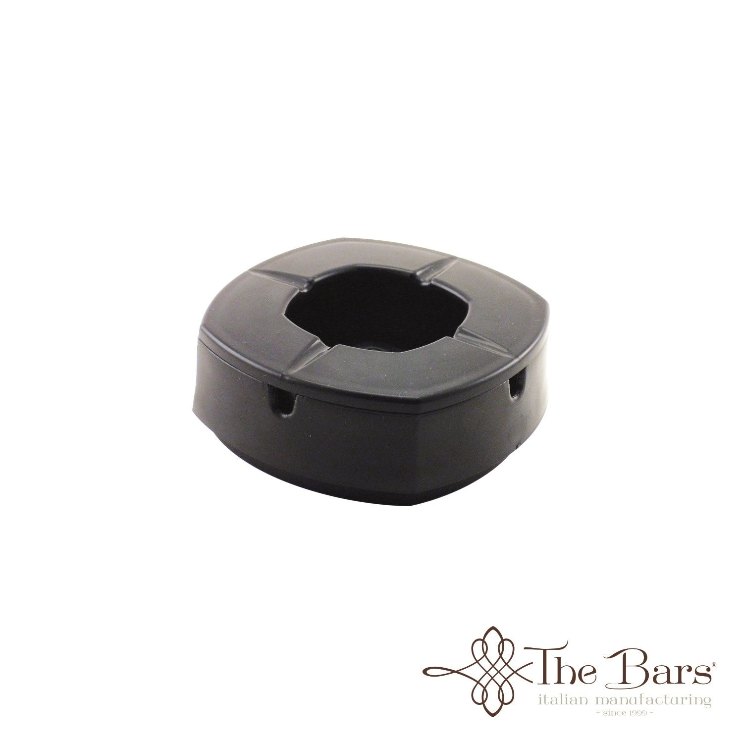 Der winddichte schwarze Aschenbecher von The Bars vereint modernes Design und Funktionalität, ideal für den Innen- und Außenbereich.