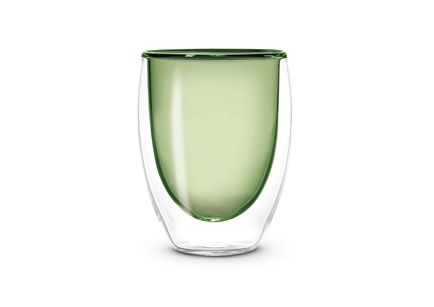 Stilvolles 2er Set doppelwandiger Teegläser in ansprechendem Grün, perfekt für Tee und kalte Getränke, mit einem Fassungsvermögen von 220ml.
