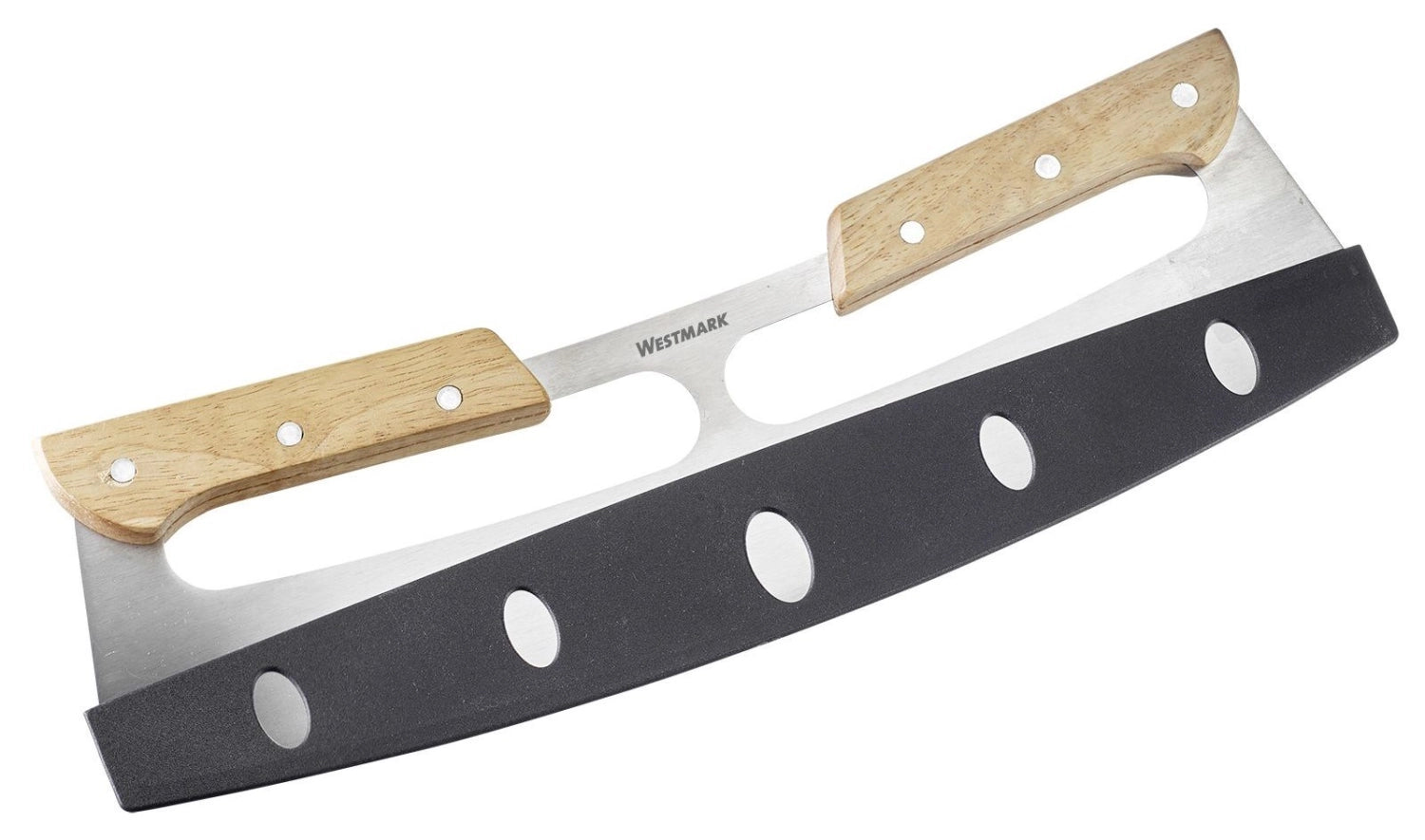 Professionelles Pizza Wiegemesser Pro von Westmark, perfekt für schnelles und sauberes Schneiden von Pizzen, mit komfortablem Griff für optimale Kontrolle.