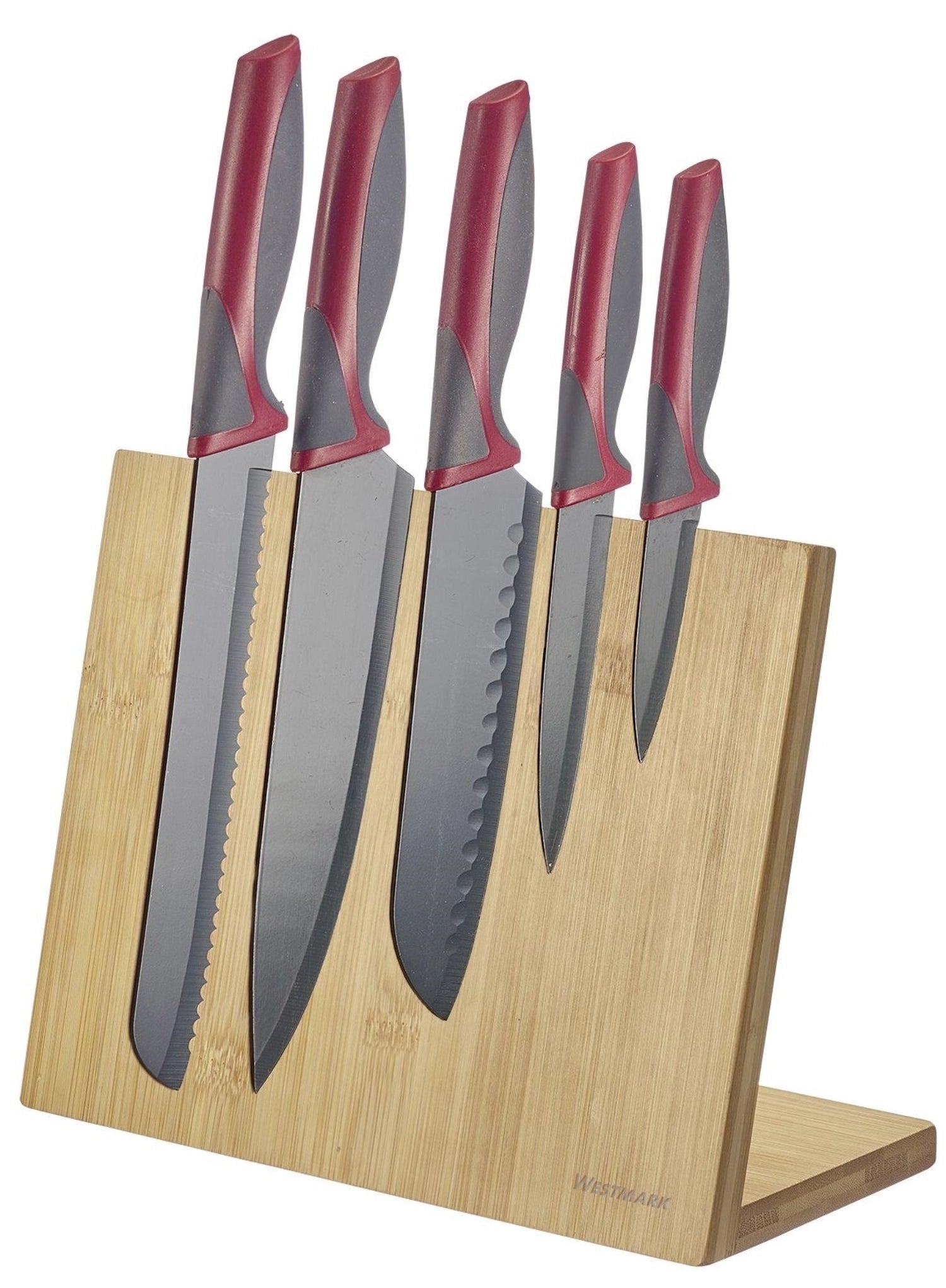 Eleganter Messerblock aus hochwertigem Bambus mit innovativer Magnetfunktion, perfekt für die sichere und platzsparende Aufbewahrung Ihrer Messer.