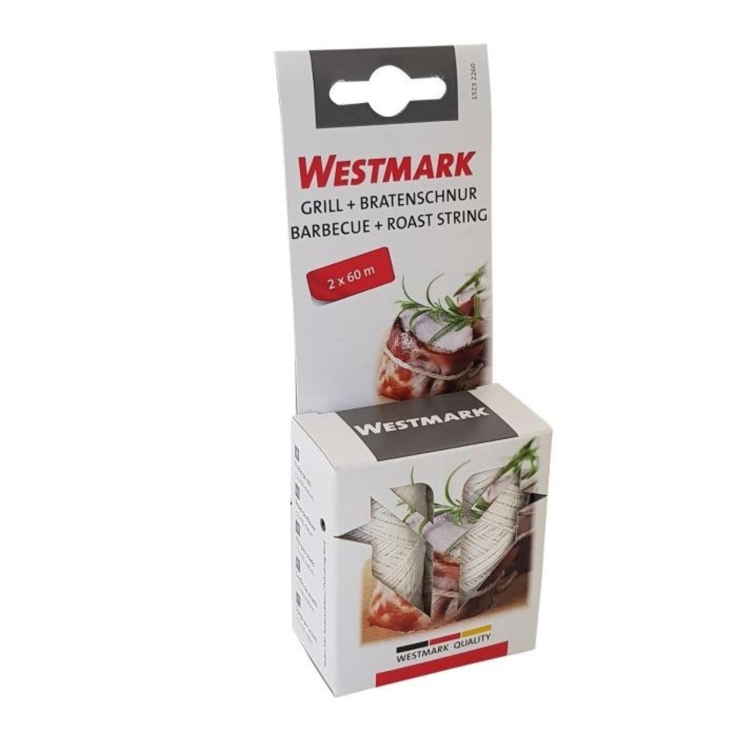 Praktisches 2er Set Grill- und Bratenschnur von Westmark, 60m lang, ideal zum Binden von Fleisch und Gemüse für köstliche Grillgerichte.