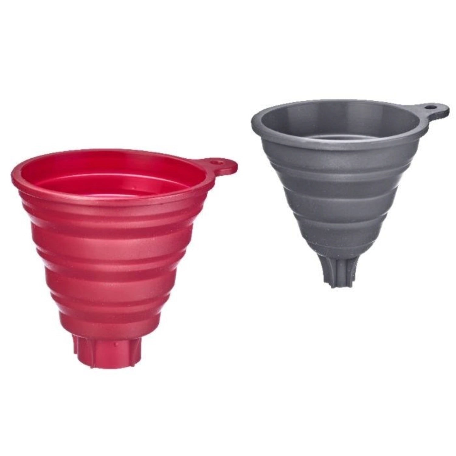 2-teiliges Trichter-Set in Rot und Grau aus Silikon, ideal für präzises Umfüllen in der Küche, von Westmark.