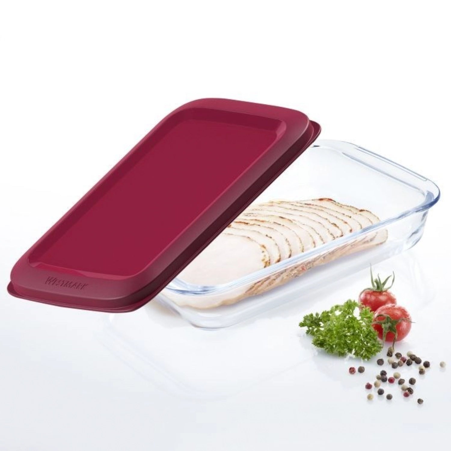 Elegante Glas-Aufschnittschale von Westmark mit 1000ml, perfekt für die stilvolle Lagerung von Wurst, Käse und anderen Lebensmitteln.