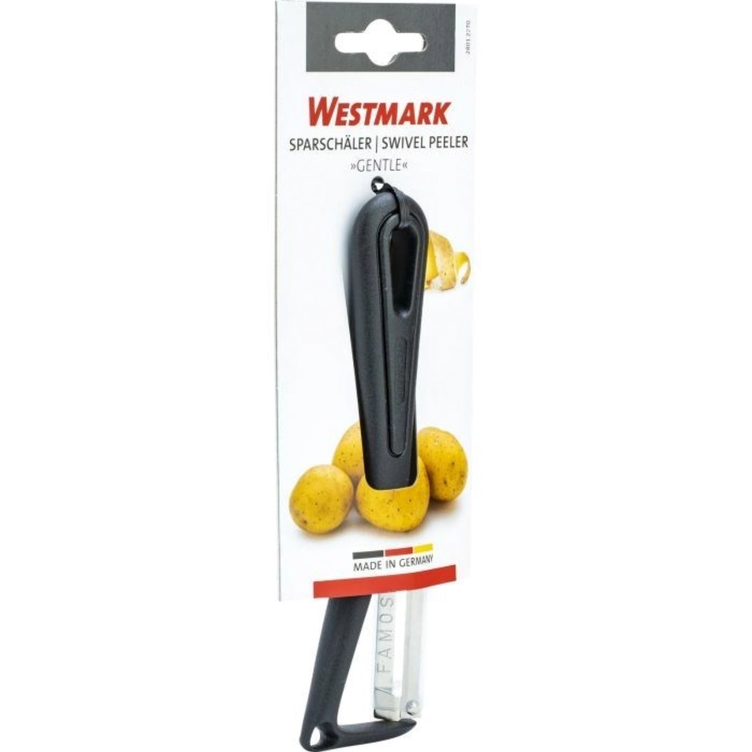 Der Westmark Sparschäler Gentle V2 überzeugt mit seinem ergonomischen Griff und ermöglicht ein einfaches, schnelles Schälen von Obst und Gemüse.