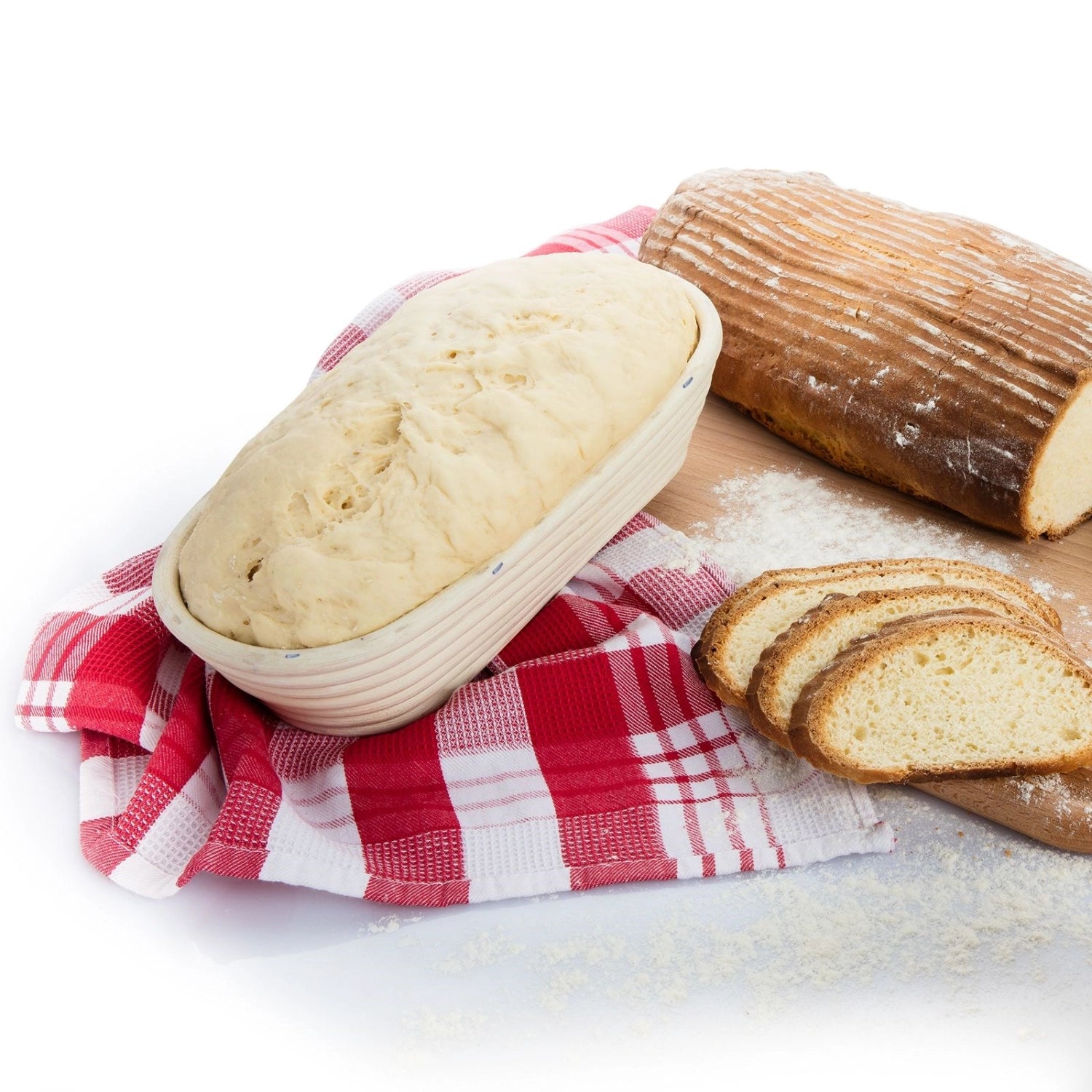 Ovales Gärkörbchen-Set mit Bezug von Westmark, ideal für das Backen von Brot, Maße: 27.5 x 14 x 7.1 cm, praktische Backutensilien für Hobbybäcker.