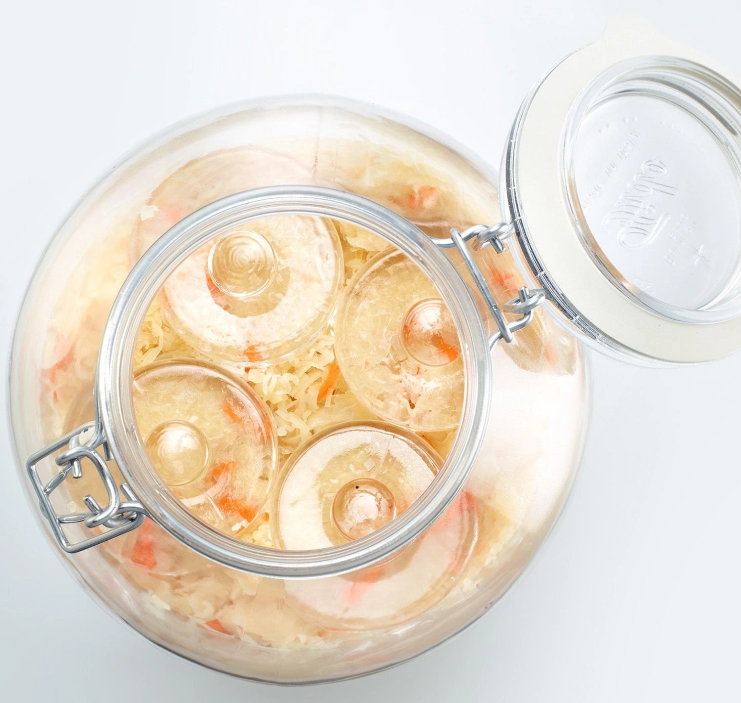 Set aus 4 Fermentiergewichten von Westmark, Ø 8 cm, ideal für die sichere Fermentation von Gemüse und zur Vermeidung von Auftrieb.