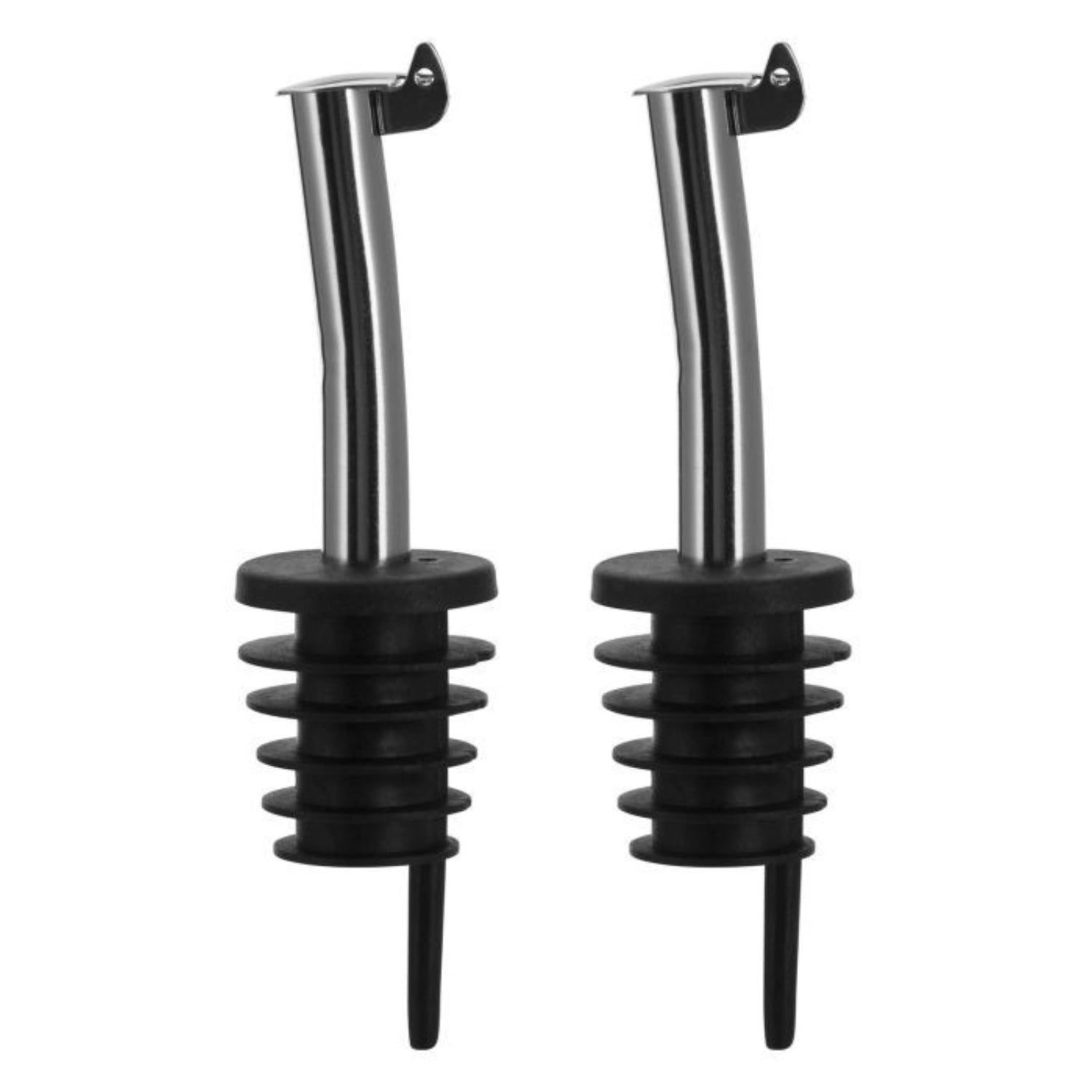 Praktisches 2er Set Ausgießer Inox Eco-Pour mit PE-Korken und Metallkläppchen von Westmark, ideal für präzises Ausgießen von Flüssigkeiten.