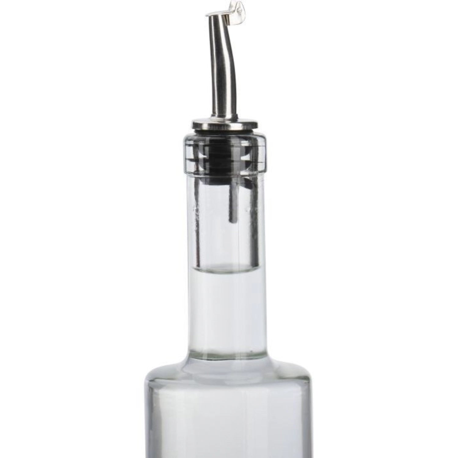 Praktisches 2er Set Ausgießer aus hochwertigem Inox mit PE-Korken und robustem Metallkläppchen, ideal für präzises Dosieren von Flüssigkeiten.