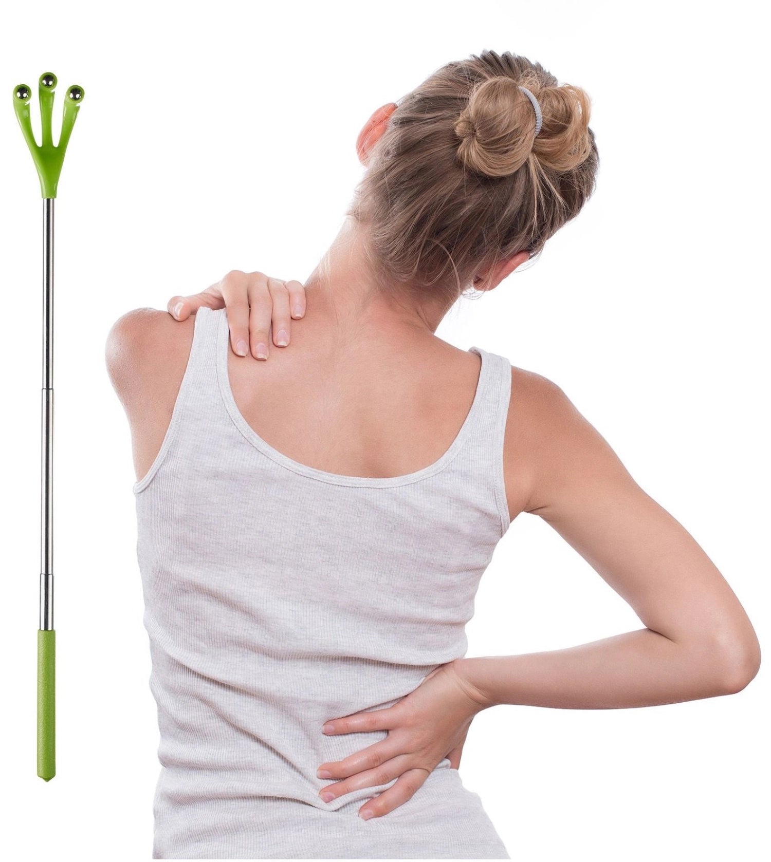 Rückenroller mit Teleskopstiel von Westmark, ideal zur Entspannung und Massage, praktische Haushaltshilfe für Rücken und Nacken.
