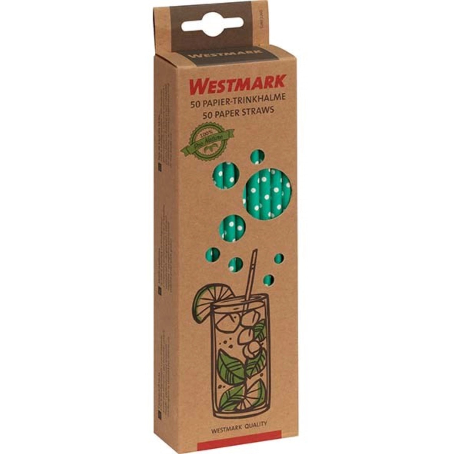 Bunte Papier-Trinkhalme von Westmark, 50 Stück, ideal für Partys und Getränke, umweltfreundlich und 25 cm lang.