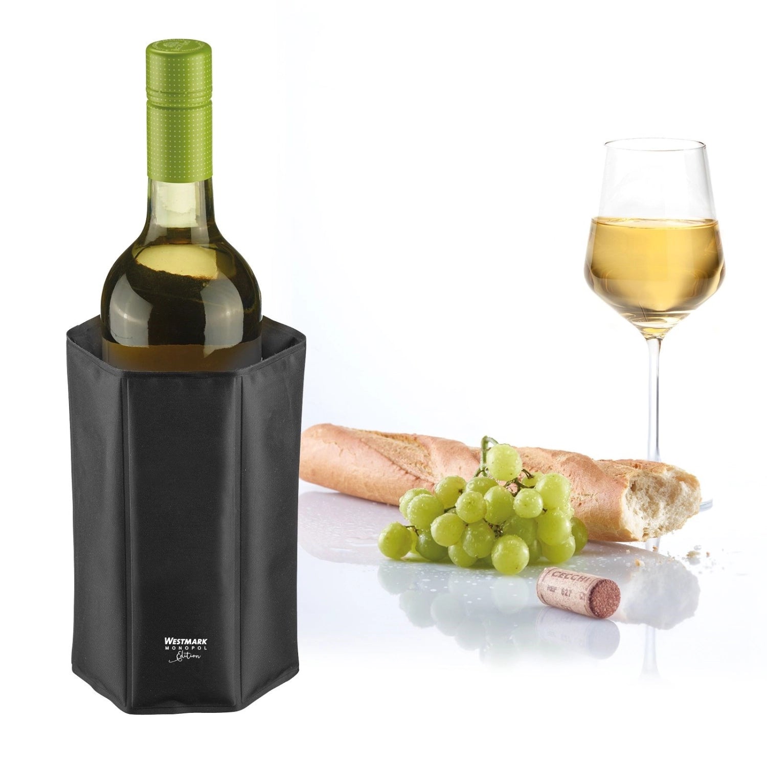 Kühlmanschette Frigus Monopol Edition von Westmark, stilvoller Flaschenkühler für optimale Kühlung von Getränken, ideal für Partys und besondere Anlässe.