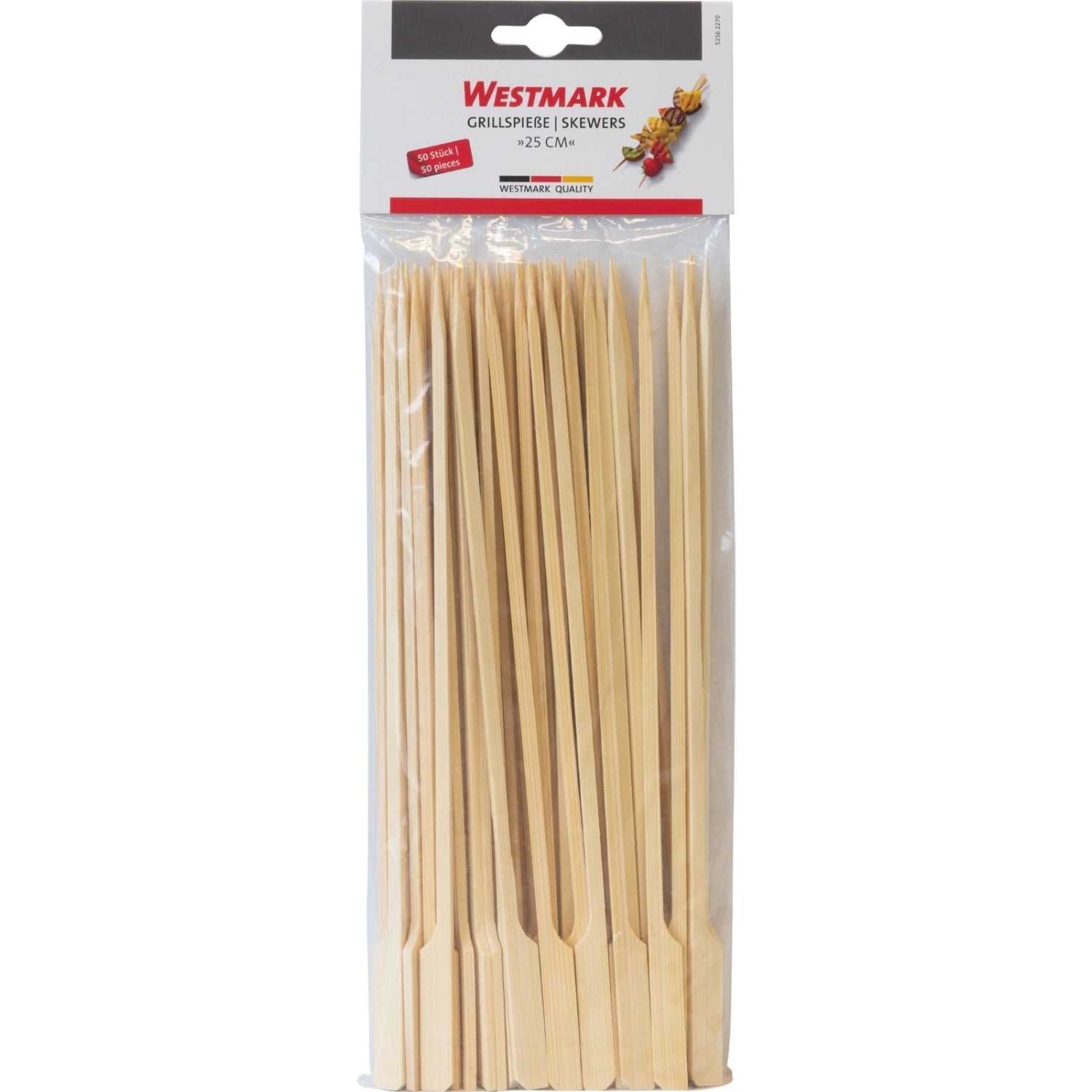 50 Fingerfood Sticks und Grillspieße von Westmark, 25 cm lang, ideal für Grillpartys und Buffets, in praktischer 50er Packung.