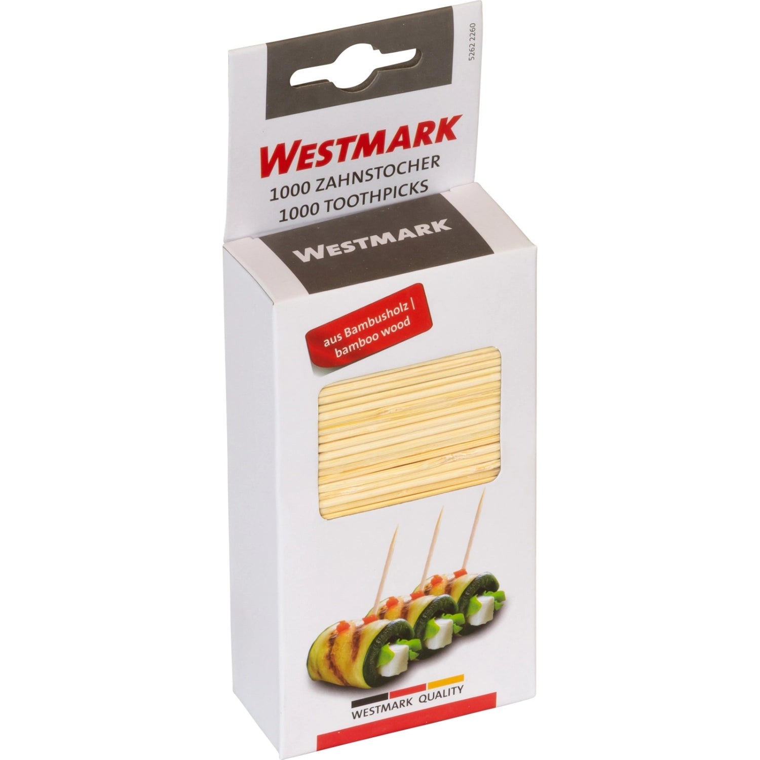 1000 Zahnstocher-Spiesschen von Westmark, 65 mm lang, ideal für Grillspieße und Fingerfood, perfekt für Partys und Buffets.