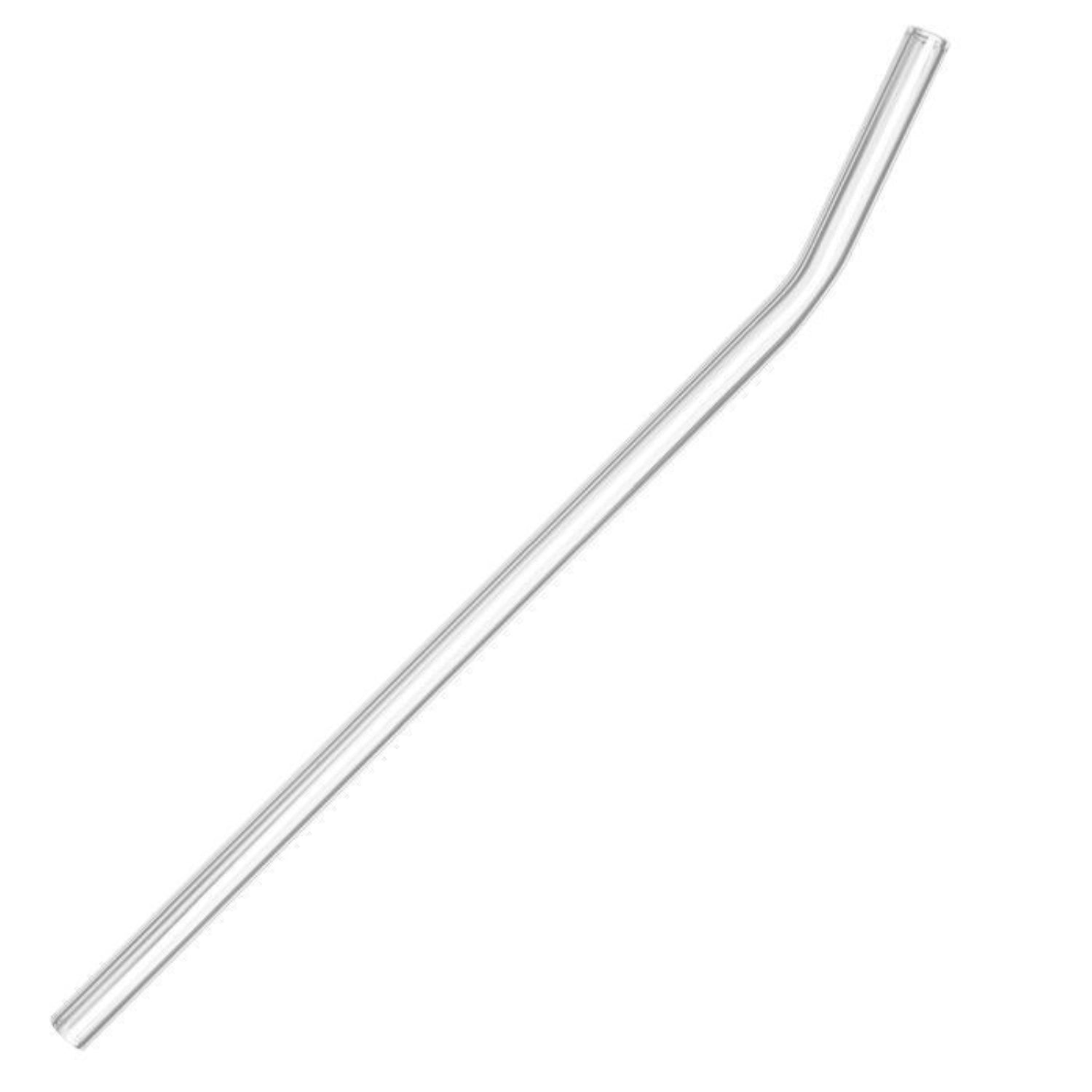 Set aus 6 Glas-Trinkhalmen mit Knick, D8 x 200mm, inklusive Reinigungsbürste, ideal für umweltfreundliches Trinken und stilvolle Getränkepräsentation.