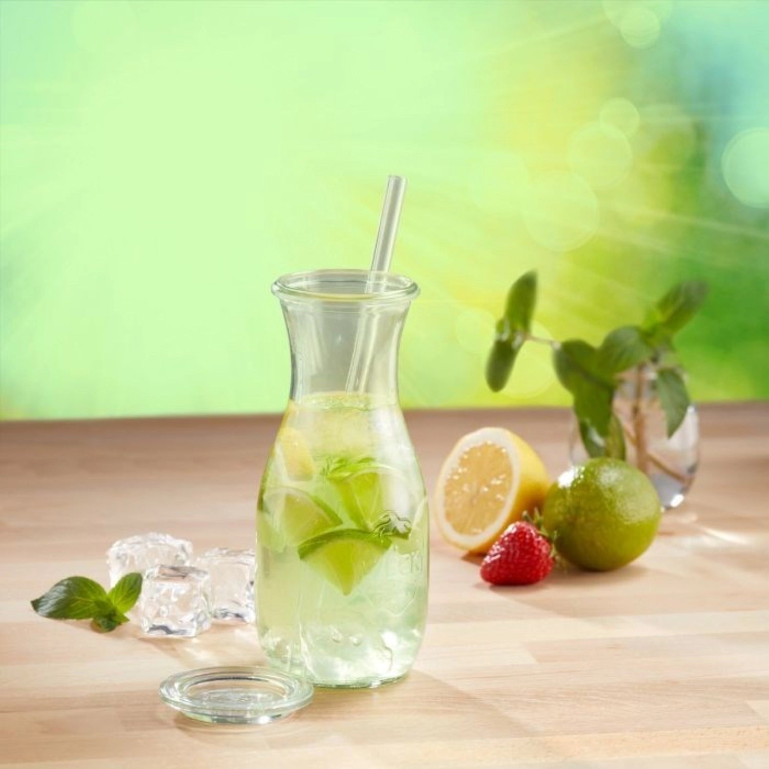 50 gerade Glas-Trinkhalme (240 mm) von Westmark, perfekt für nachhaltigen Genuss, mit praktischem Reinigungsbürstchen für einfache Pflege.