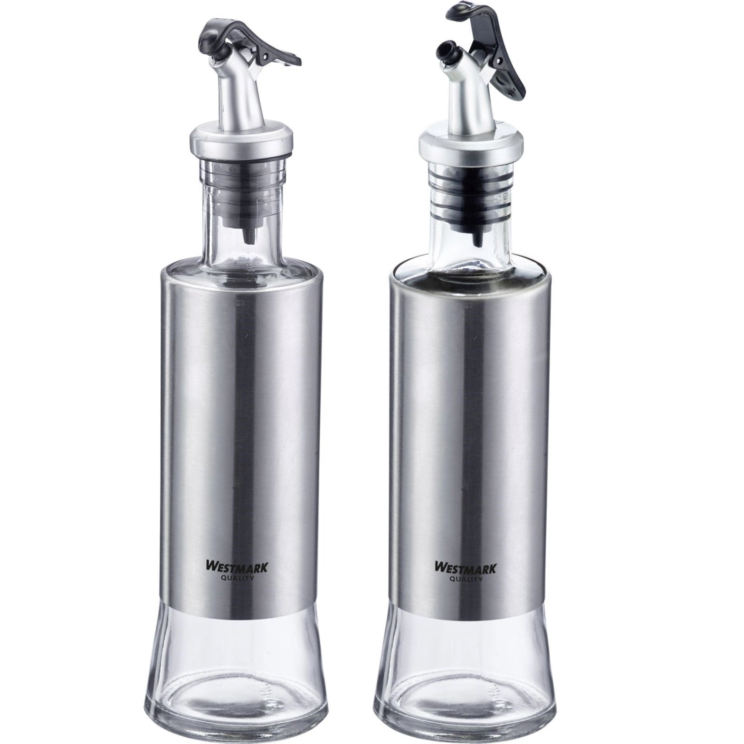 Elegantes 2-teiliges Set Essig- und Öl-Spender Lissabon von Westmark, perfekt für stilvolles Servieren und Dosieren von Ölen und Essigen.