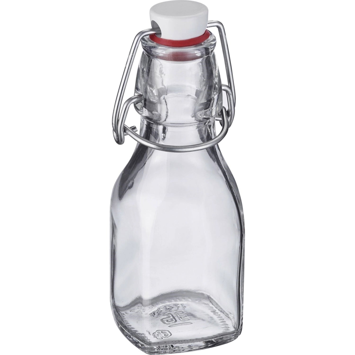 Eckige Bügelverschlussflasche von Westmark, 125ml, ideal für Getränkeaufbewahrung, mit praktischem Verschluss und modernem Design.