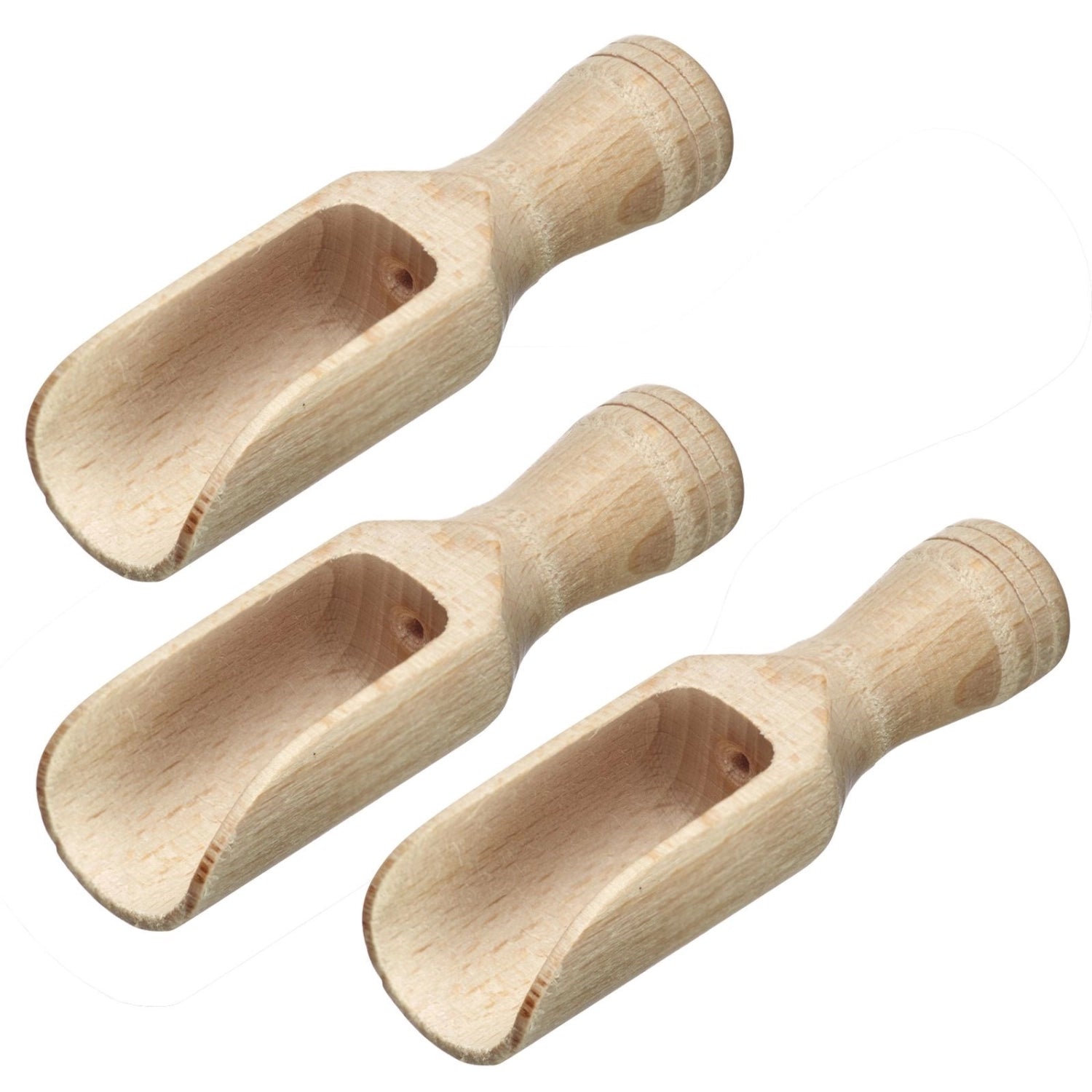 Drei praktische Gewürzschaufeln aus robustem Material, ideal zum Abmessen von Gewürzen, mit einer Größe von 7.5x2.5x1.8cm, perfekt für jede Küche.