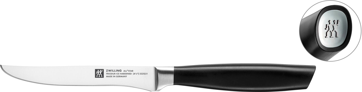 Elegantes Zwilling All Star Steakmesser 120 in chrom-silber, ideal für perfekte Steakgenüsse mit scharfer Klinge und ergonomischem Griff.