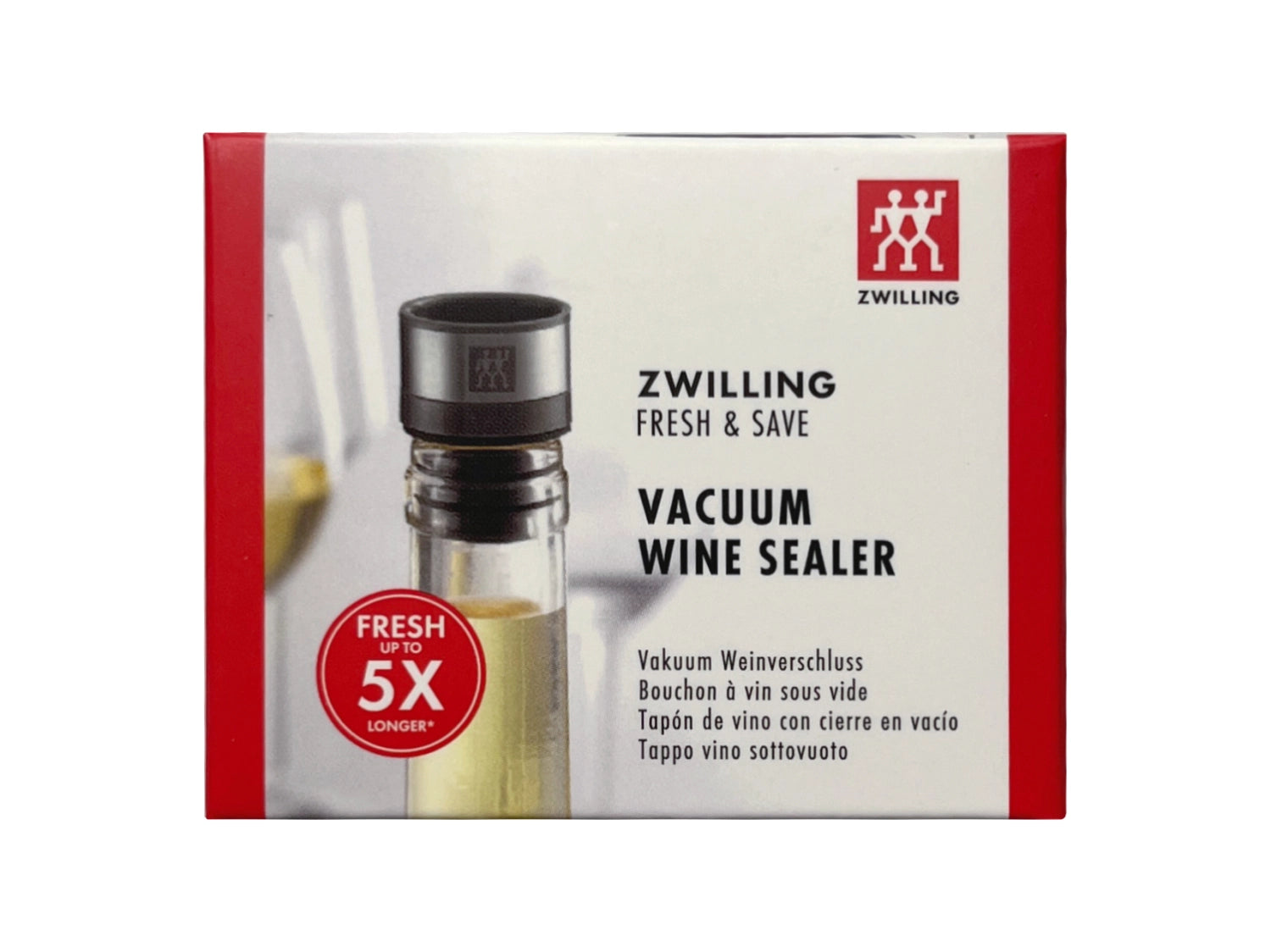 Praktischer Vakuum Weinverschluss in stilvollem Grau von Zwilling Kitchen, 3x3x4 cm, ideal für die Aufbewahrung von Wein und Erhalt des Aromas.