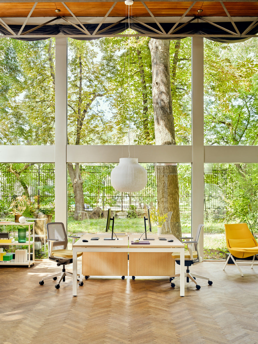 Ogi U Bench BOU35E3 - Doppelschreibtisch in Honigeiche präsentiert im Onlineshop von KAQTU Design AG. Schreibtisch ist von Mdd