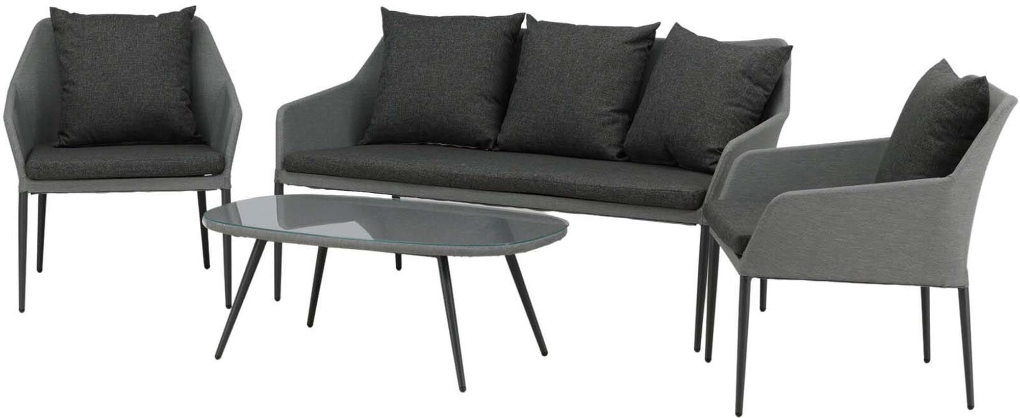 Moderne Loungeset Spoga von Venture Home: Robuste Aluminiumkonstruktion, bequeme Polsterung, perfekt für entspannte Stunden im Freien.
