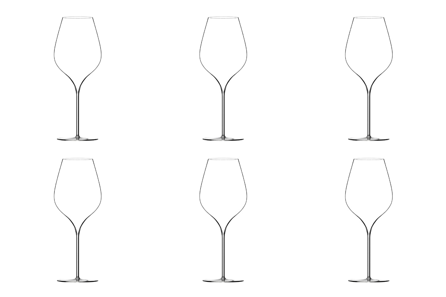 Hochwertiges 6er Set A. Lallement N3 Universalglas, 63cl, handgefertigt, perfekt für stilvolles Genießen von Wein und anderen Getränken.