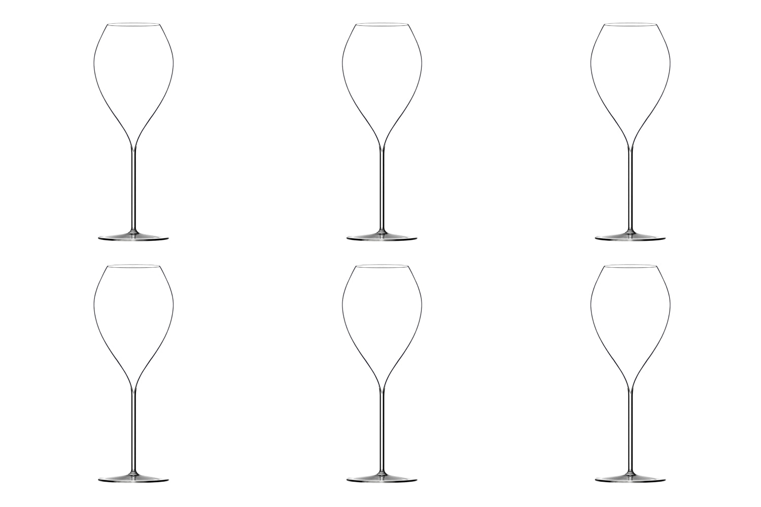 Elegantes 6er Set mundgeblasener Jamesse Grand Champagnergläser 45cl von Lehmann Glass, ideal für besondere Anlässe und stilvolles Anstoßen.